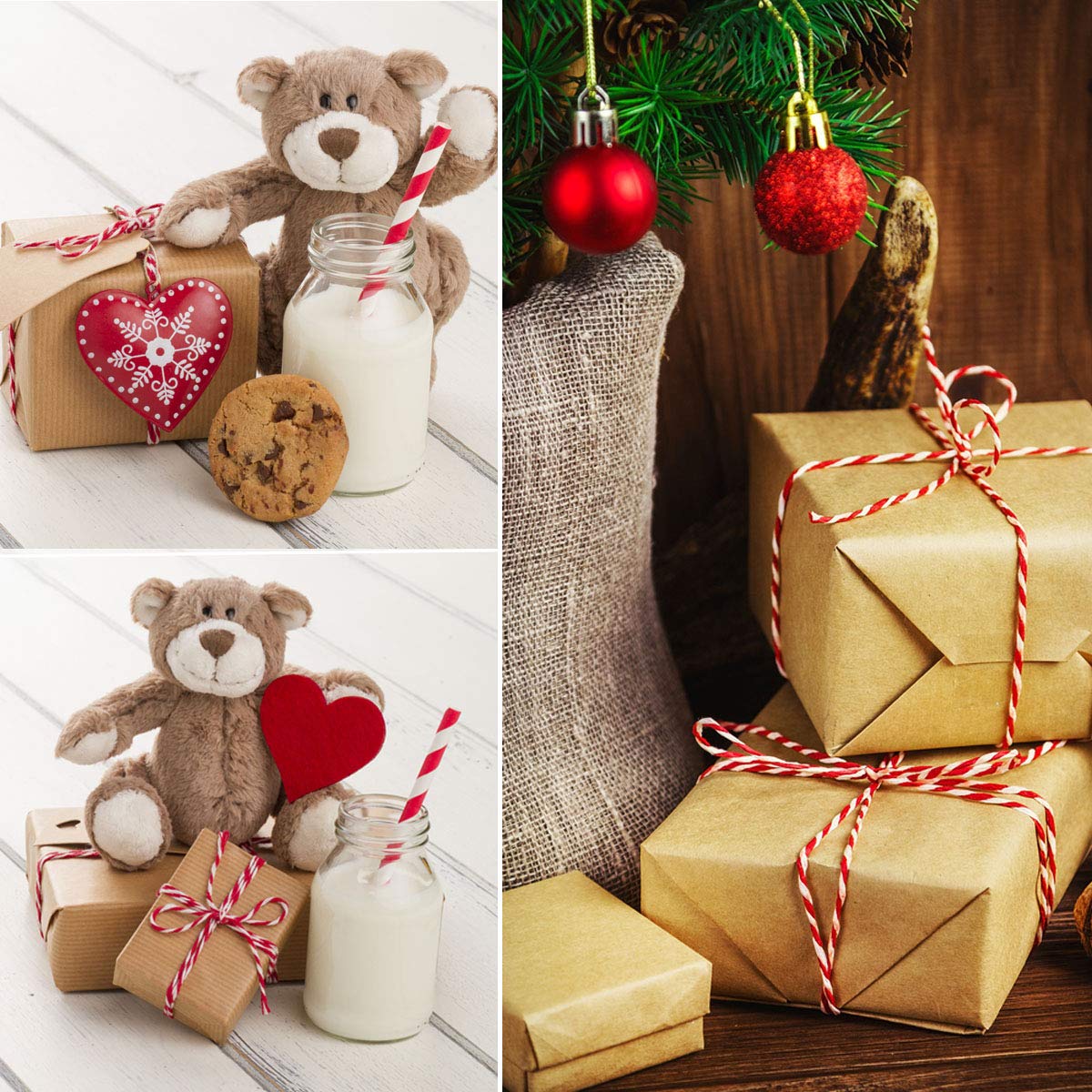 HOKI Cotton Bakers Twine Red & White 100M (328 Feet), Packing String, Durable Rope for Gardening, Decoration, Tying Cake and Pastry Boxes, DIY Crafts & Gift Wrapping, for Art and Craft HOKI