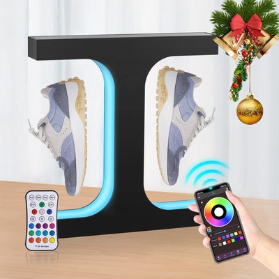 Meticuloso Levitating Shoe Display Stand, Hanging Shoe Rack LED Floating Shoe Display, for Shoe Weight <550g Magnetic Levitating Sneaker Stand for Shoes Collectors Advertising Exhibition Shoe