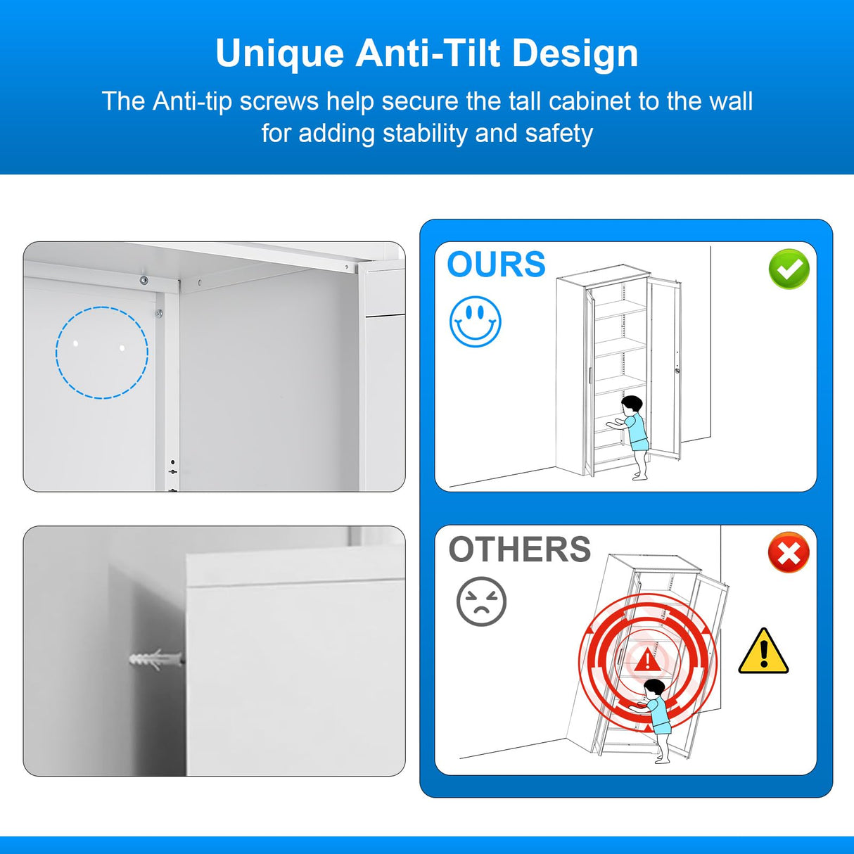 Polup Display Cabinet with Glass Doors, Metal Curio Cabinets with Lock and Shelves, 71''Tall Display Case for Living & Dining Room, Bookcase for Home, Clinic, School (White)- Assemble Required Polup