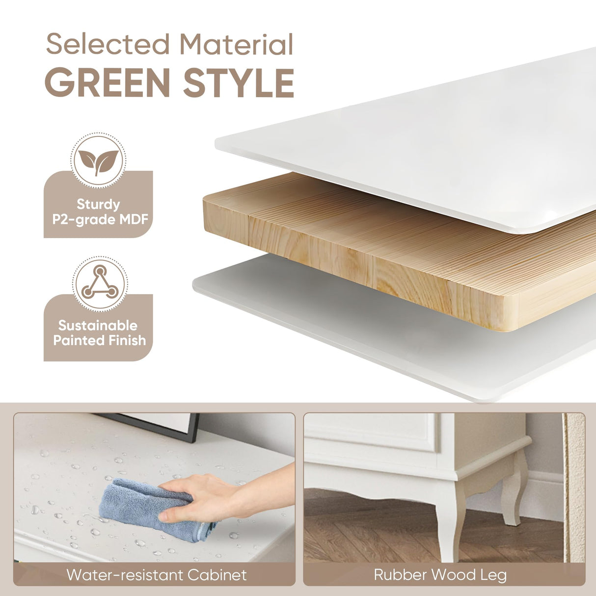 RoyalCraft White 3 Drawer Dresser for Bedroom, Wide Chest of Drawers with Ball Bearing Slide, Modern Wood Dresser Wide Nightstand Cabinet for Living Room RoyalCraft