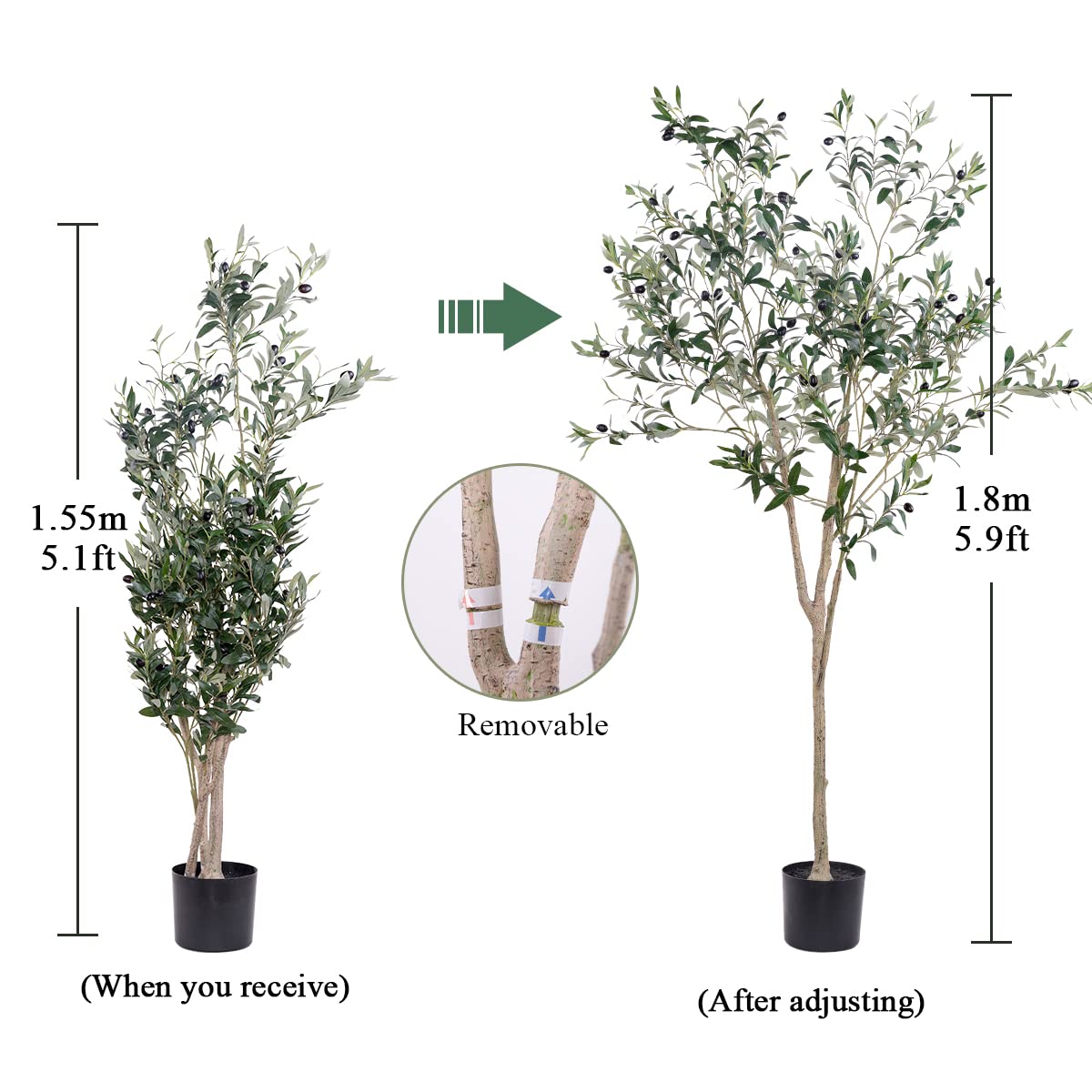 Hobyhoon Artificial Olive Tree, 6FT Tall Faux Silk Plant Artificial Tree in Potted Oliver Branch Leaves and Fruits for Modern Home Decor Indoor Hobyhoon