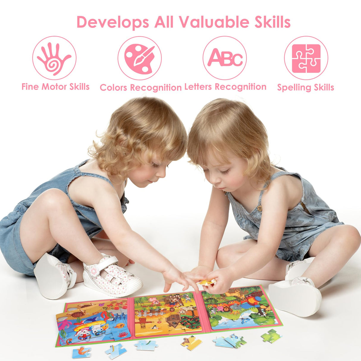 Magnetic Puzzles for Kids Ages 4-6, 20-Piece Travel Toys Animal Toddler Puzzles Ages 2-4, Educational Learning Magnets, Ideal Road Trip Activities Toys for 2 3 4 5 6 Boys and Girls NASHRIO