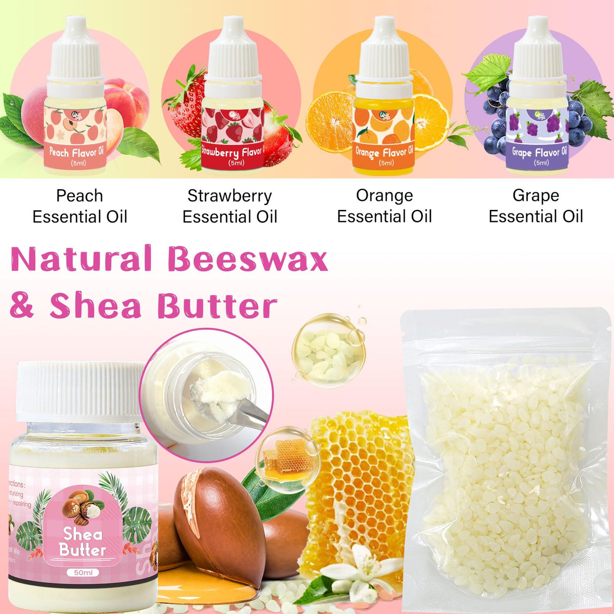 WhizToys DIY Lip Balm Making Kit Teen Girl Gifts Trendy Stuff Make Your Own Lip Gloss Set with Natural Beeswax, Shea Butter,Sweet Almond Oil,24 PCS Lip Blam Containers WhizToys