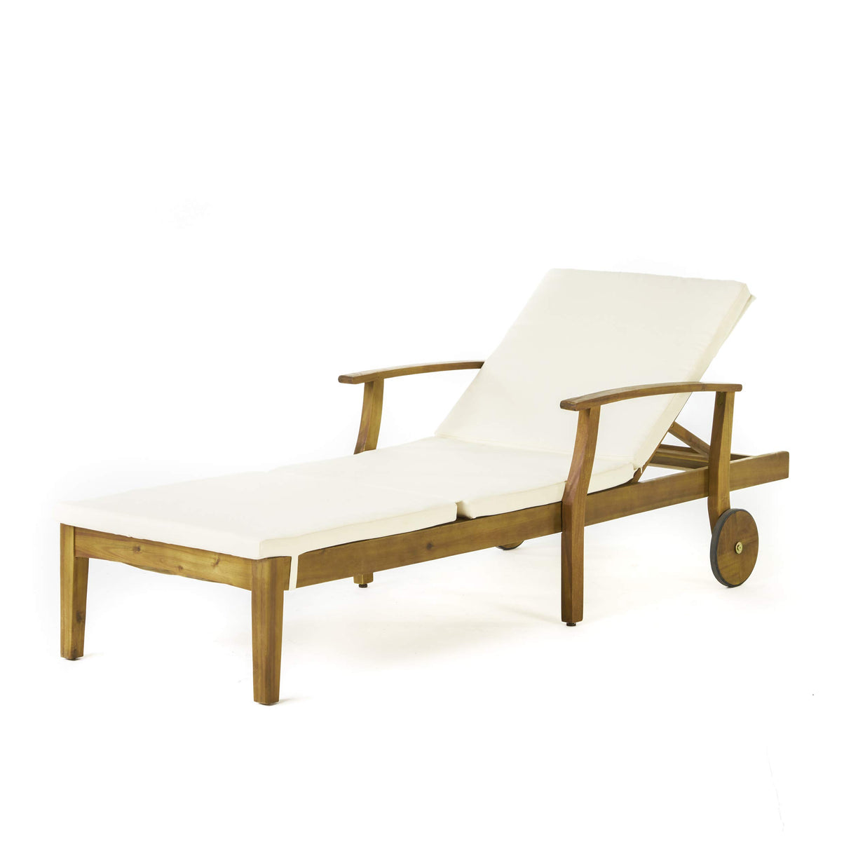 Christopher Knight Home Perla Outdoor Chaise Lounge with Water Resistant Cushion, Teak Finish / Cream Christopher Knight Home