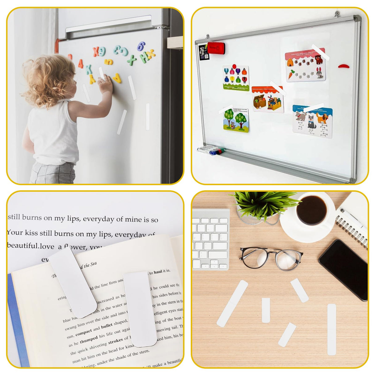 48 Pieces White Magnetic Bookmark Book Marker Clip Sublimation Bookmarks, Magnetic Page Markers Clips for Kids Students Teachers Classroom Office Reading Book Lovers Supplies Hxezoc