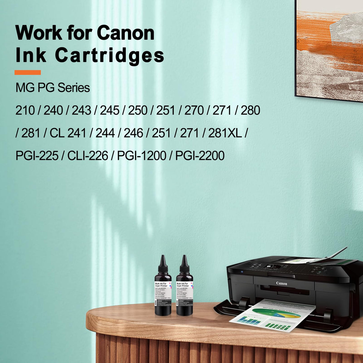 KSUMEI Ink Refill Kit for Canon 210 240 243 245 250 270 280 CL 241 244 246 251 271 281XL PGI-225 CLI-226 PGI-1200 PGI-2200 Ink Cartridge Bottle (2*Black, 100 ml) KSUMEI