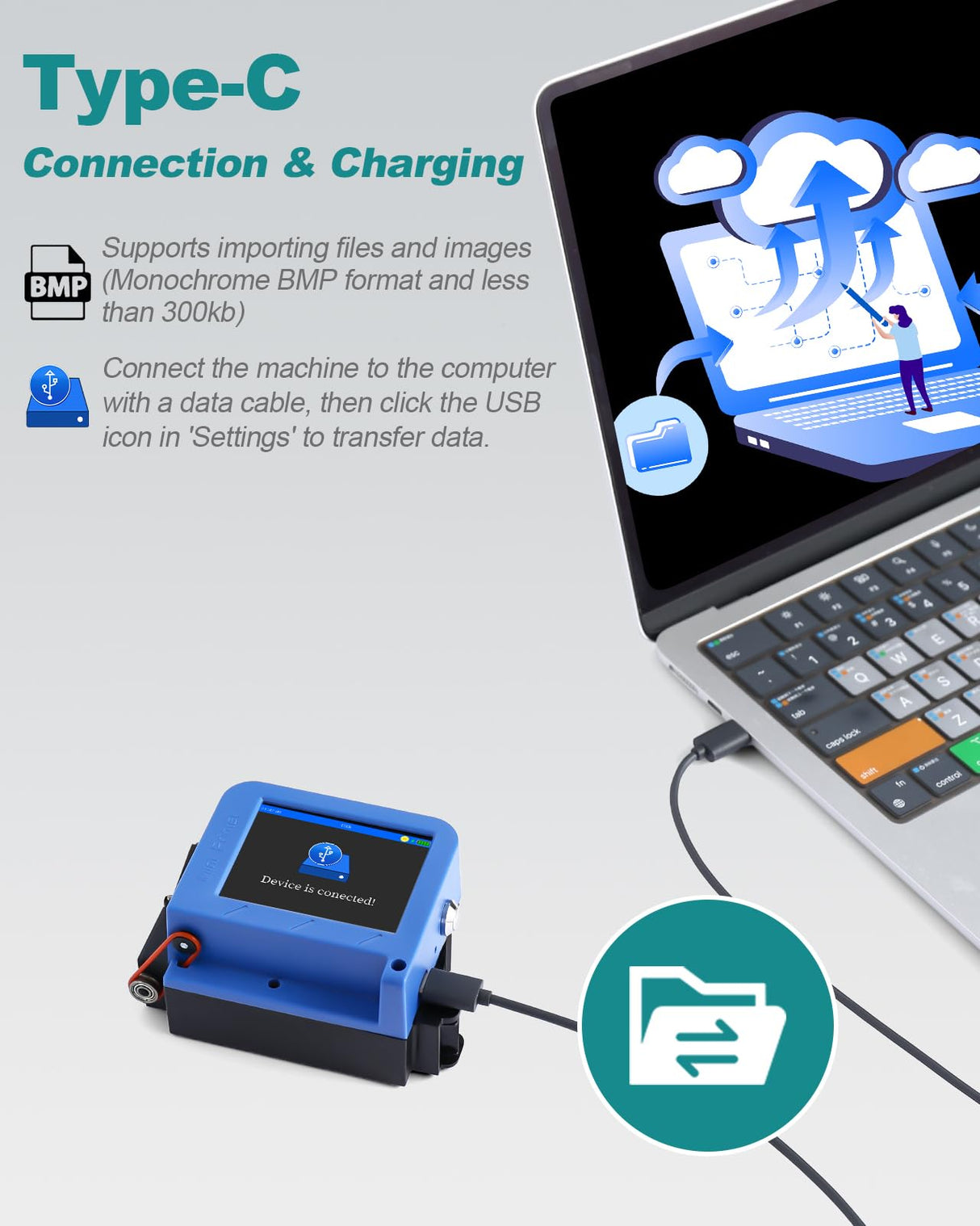 Portable Mini Handheld Inkjet Printer M15 for All Surfaces with Black Fast-Drying Ink Cartridge, 2.8'' Touch Screen Compact Coding Machine for Text, Date, Time, Barcode, Logo, QR Code, Batch Number QMSTRAPACK