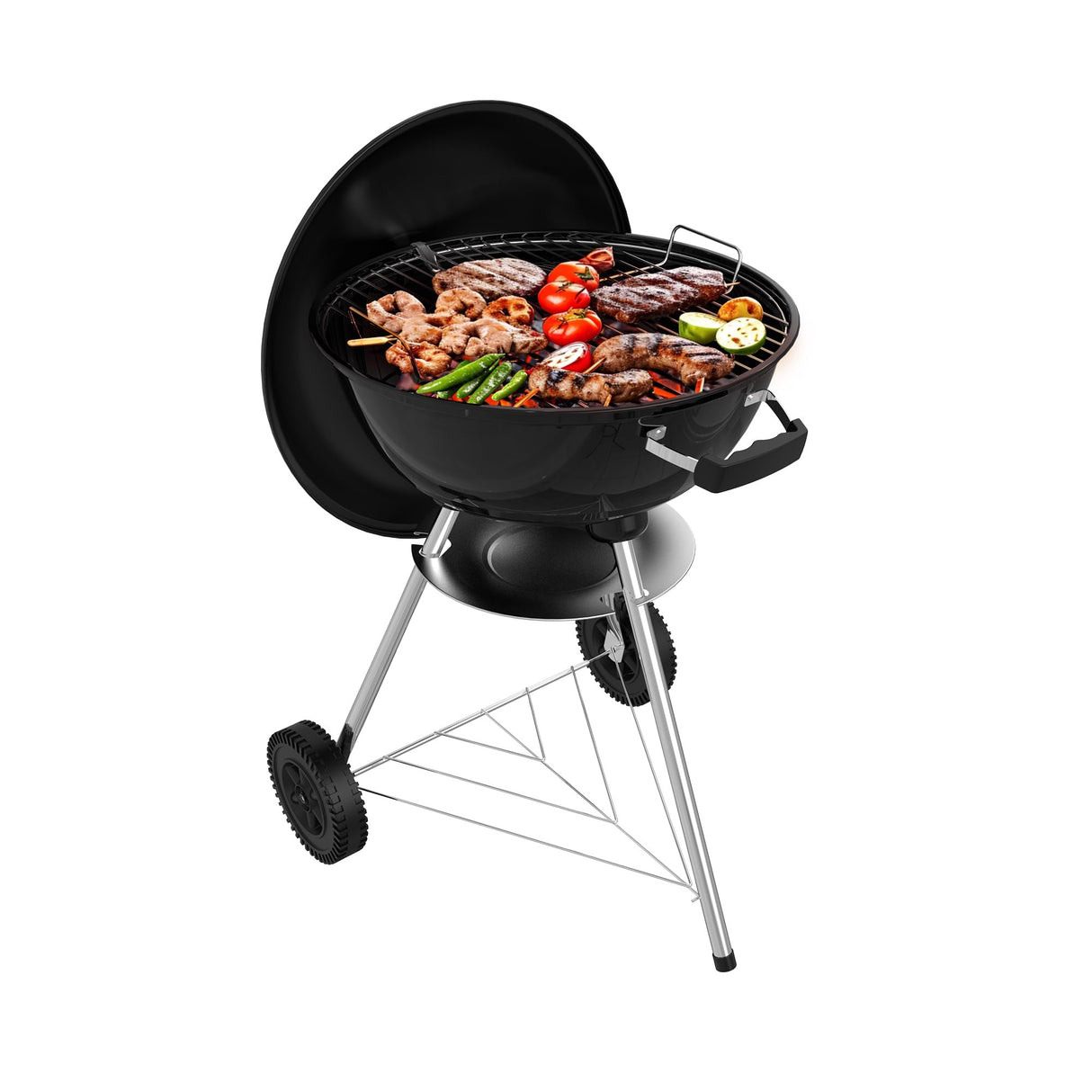 18 inch Charcoal Grill, Outdoor Barbecue Kettle Grill, 227 Square Inches Cooking Space, Highly Cost-Effective Portable Grill, Perfect for Outdoor BBQ Party, Camping and Small Patios, Black GRiliFE