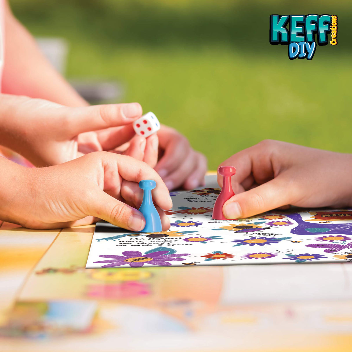 KEFF Make Your Own Board Game Set - DIY Blank Game Board Kit with Game Pieces, Blank Cards, Dice, Spinner, Pawns & More - Fun Family Board Games for Kids & Adults KEFF