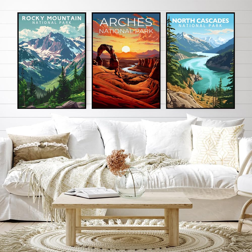 AOSGEDY 6 Pack Paint by Numbers Kit for Adults Beginner, National Park Adult Paint by Number Kits on Canvas Without Frame, DIY Landscape Painting with Numbers Craft for Home Decor 10x14 Inch AOSGEDY