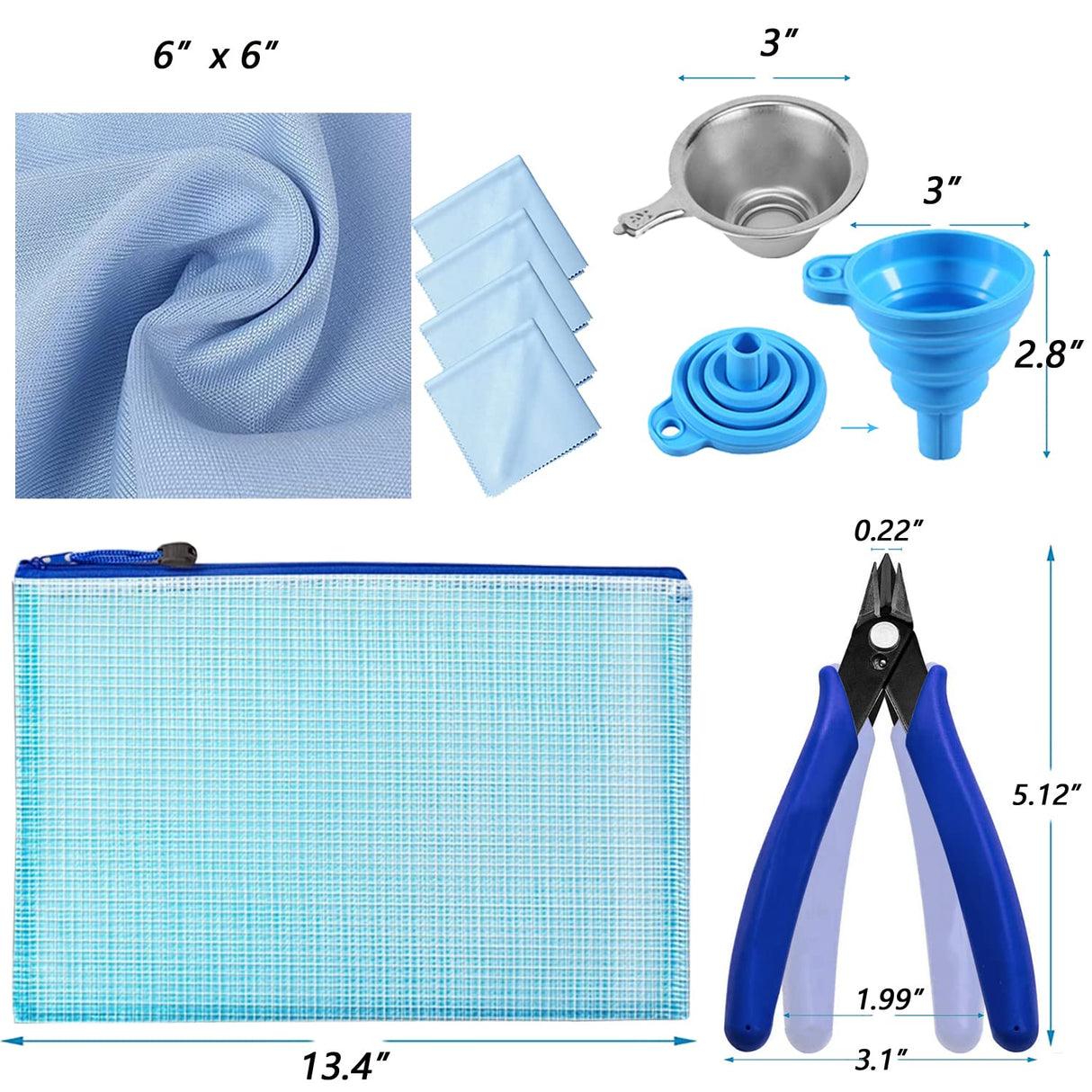 LCD 3D Printer Accessories Resin Tool Kit Includes Stainless Steel Funnel, Resin Filter, Silicone Pad, Photosensitive Resin Bottle, Basic Tools for SLA/DLP Printing ELITECTK