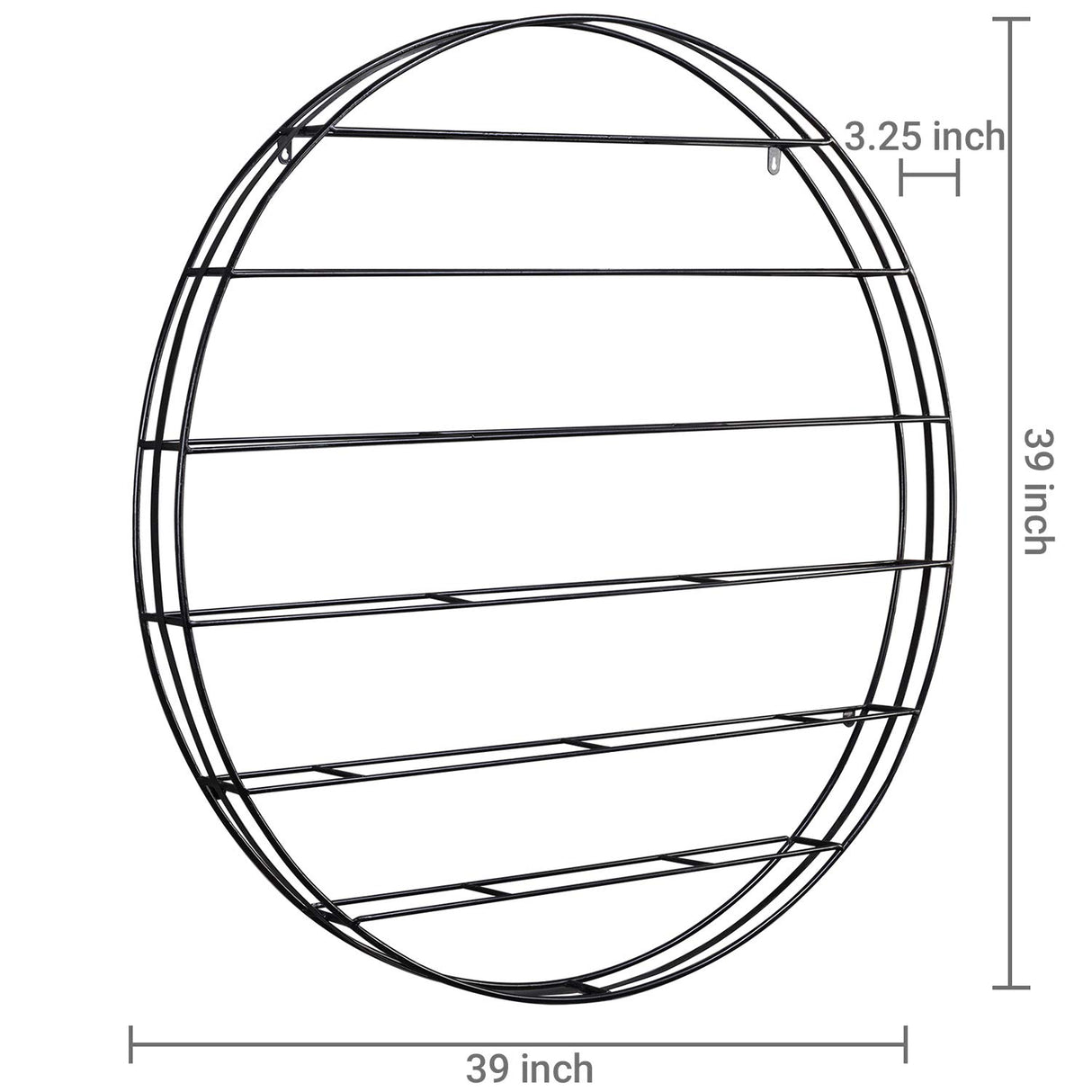 MyGift 12-Bottle Modern Black Metal Round Wall Mounted Wine Rack – 6-Tier Horizontal Storage Shelf for Kitchen, Living Room & Wine Cellar – Space-Saving Wall Decor & Cork Preservation MyGift