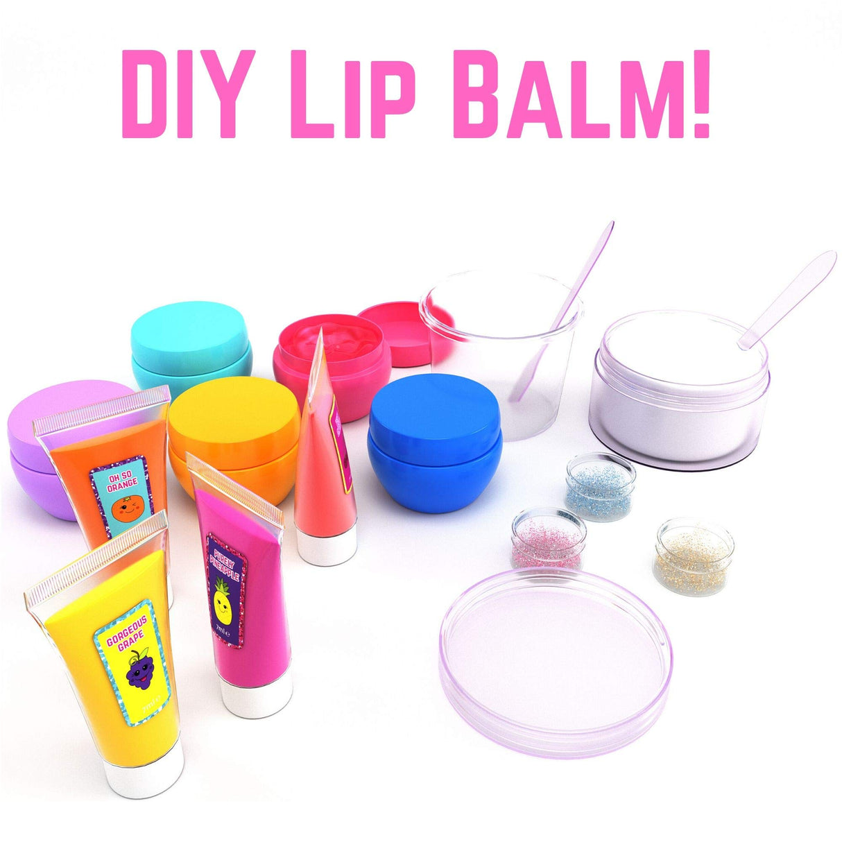GirlZone Lip Balm Making Kit, 25-Piece Makeup and Lip Gloss Set with Glitters, Stickers & More, Fabulous Girls Toys Age 8 & Great Gift Idea for Kids GirlZone