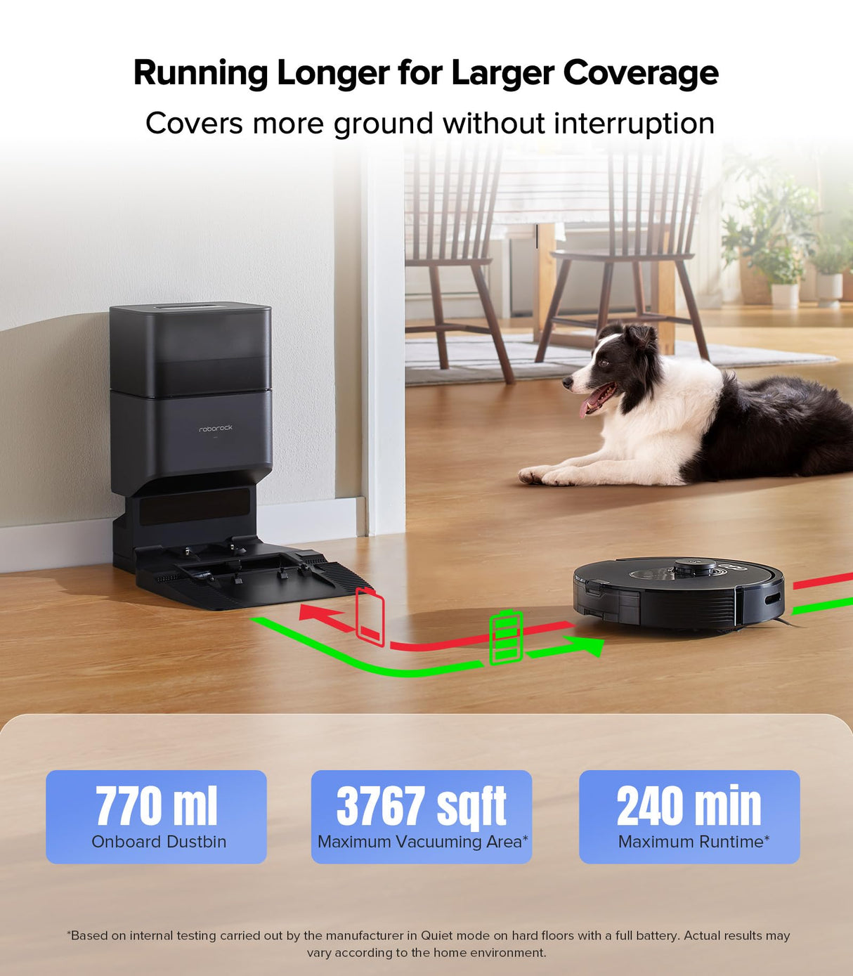 roborock Q5 Max+ Robot Vacuum with Self-Empty Dock, Upgraded from Q5+, 5500 Pa Suction, DuoRoller Brush, Hands-Free Cleaning for up to 7 Weeks, PreciSense LiDAR Navigation, App & Voice Control roborock