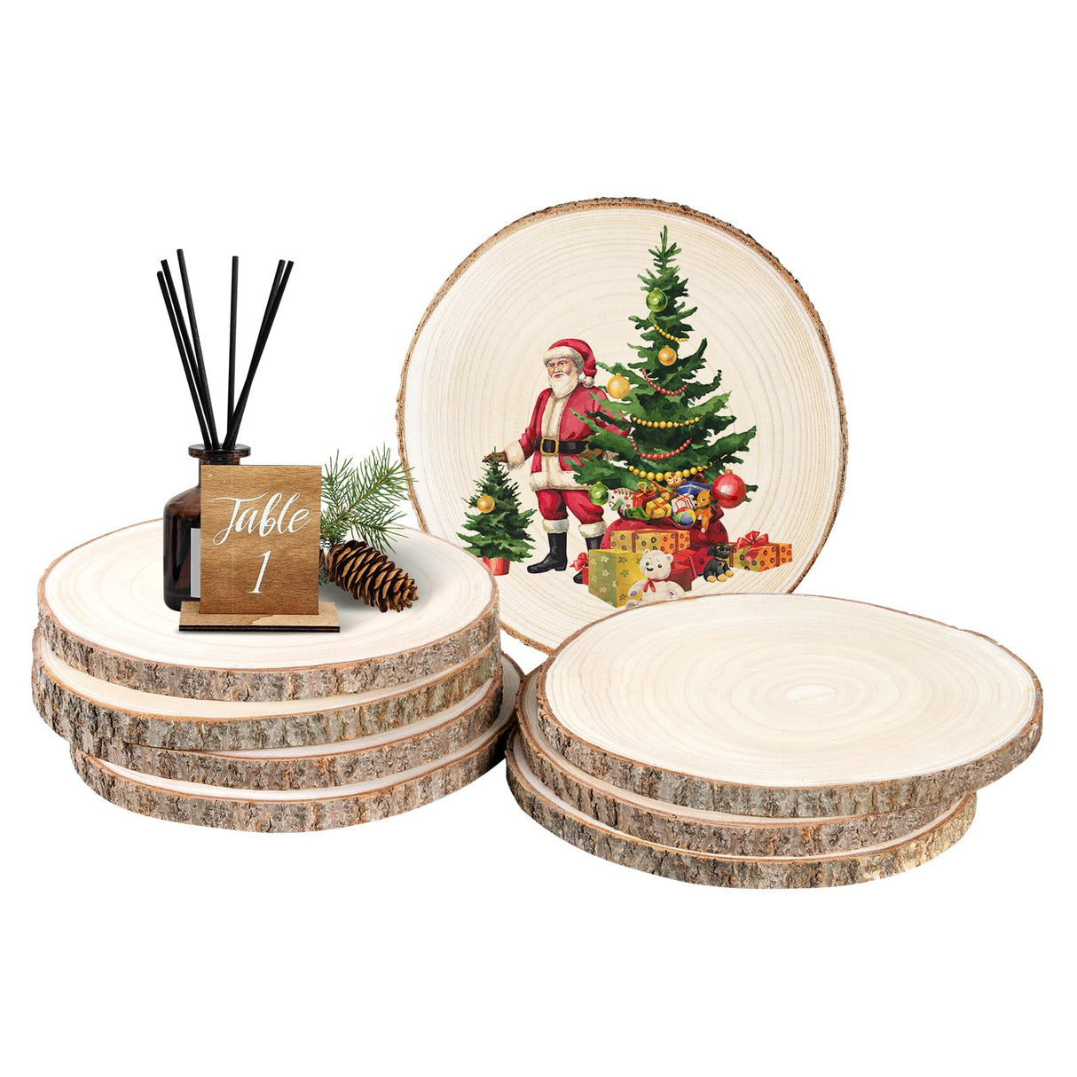 8 Pcs Wood Slices 11-12 Inch Large Wood Rounds Unfinished Wood Slices for Centerpieces, Wood Centerpieces Tables,Wood Slabs,Round Wood, Natural Wood Slices for Crafts,Decor, Centerpieces, Sign... BeNiNat