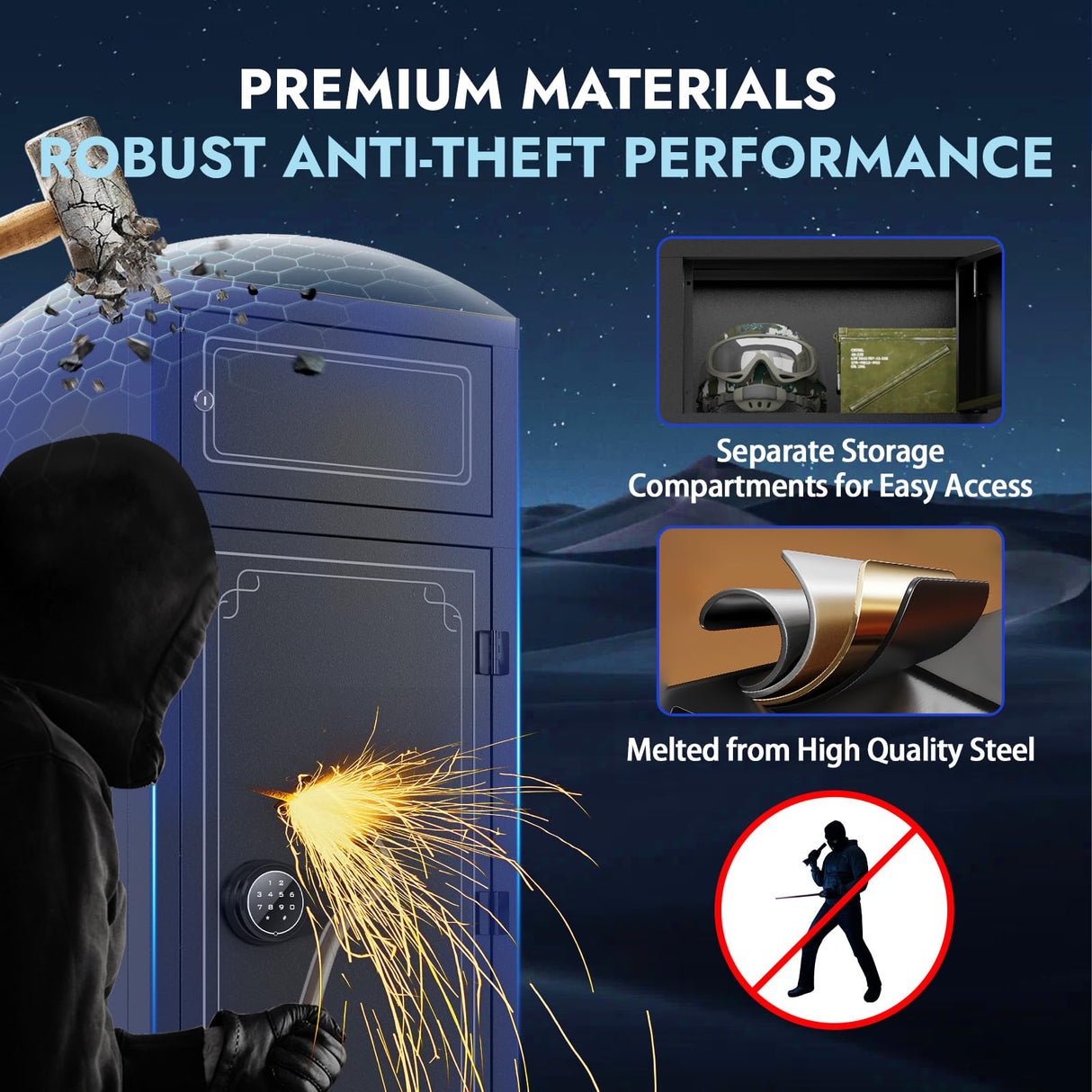 Karini 8-12 Gun Safe for Rifles and Pistols Large Rifle Safe with Electronic Combination Lock & Separate Storage 3 Removable Shelves 180° Door for Garage Bedroom & Shooting Club Karini