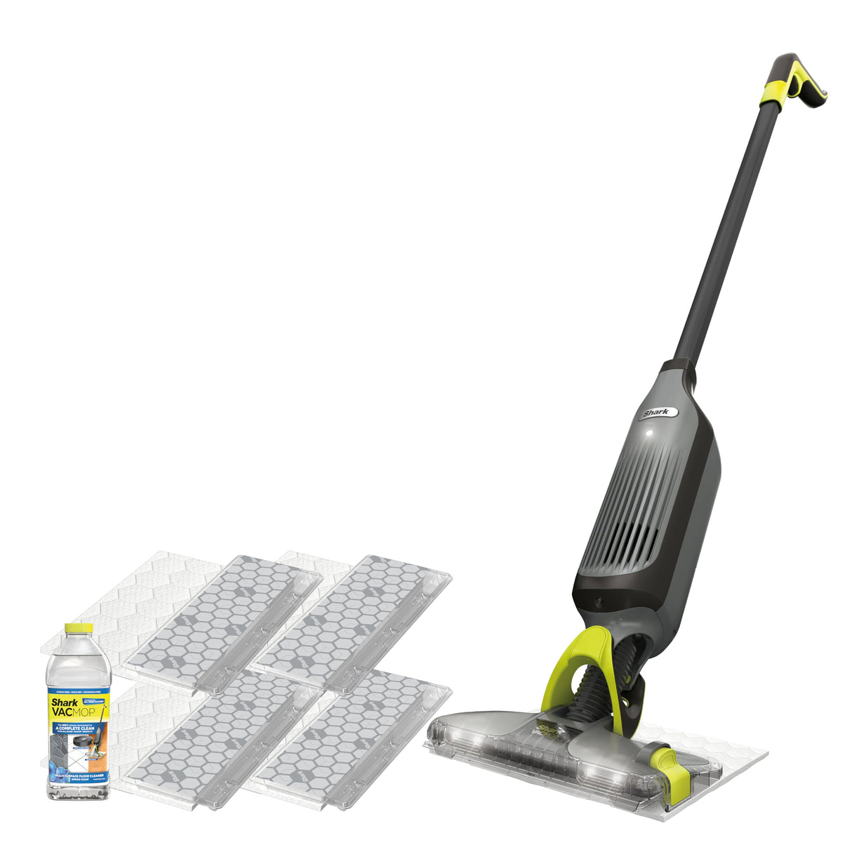 Shark VACMOP Pro Cordless Hard Floor Vacuum Mop with On-Demand Spray and Headlights, includes 4 Disposable VACMOP Pads and a 12oz VACMOP solution, Charcoal Gray, VM252 Shark