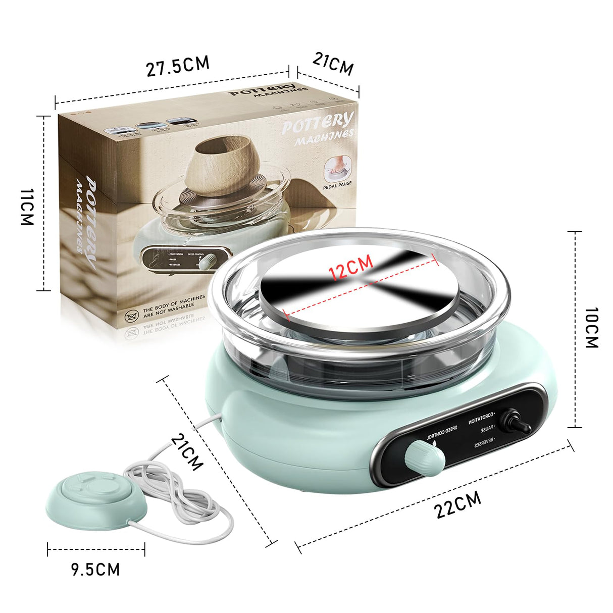 BIYQFCR Mini Pottery Wheel - 4.7Inch Rotating Electric Pottery Wheel, Pottery Wheel for Adults,Comes with 8Plastic Tools and 6Clay Sets,Suitable for Kids,Teenagers and Adults Beginners Craft Clay Kit BIYQFCR