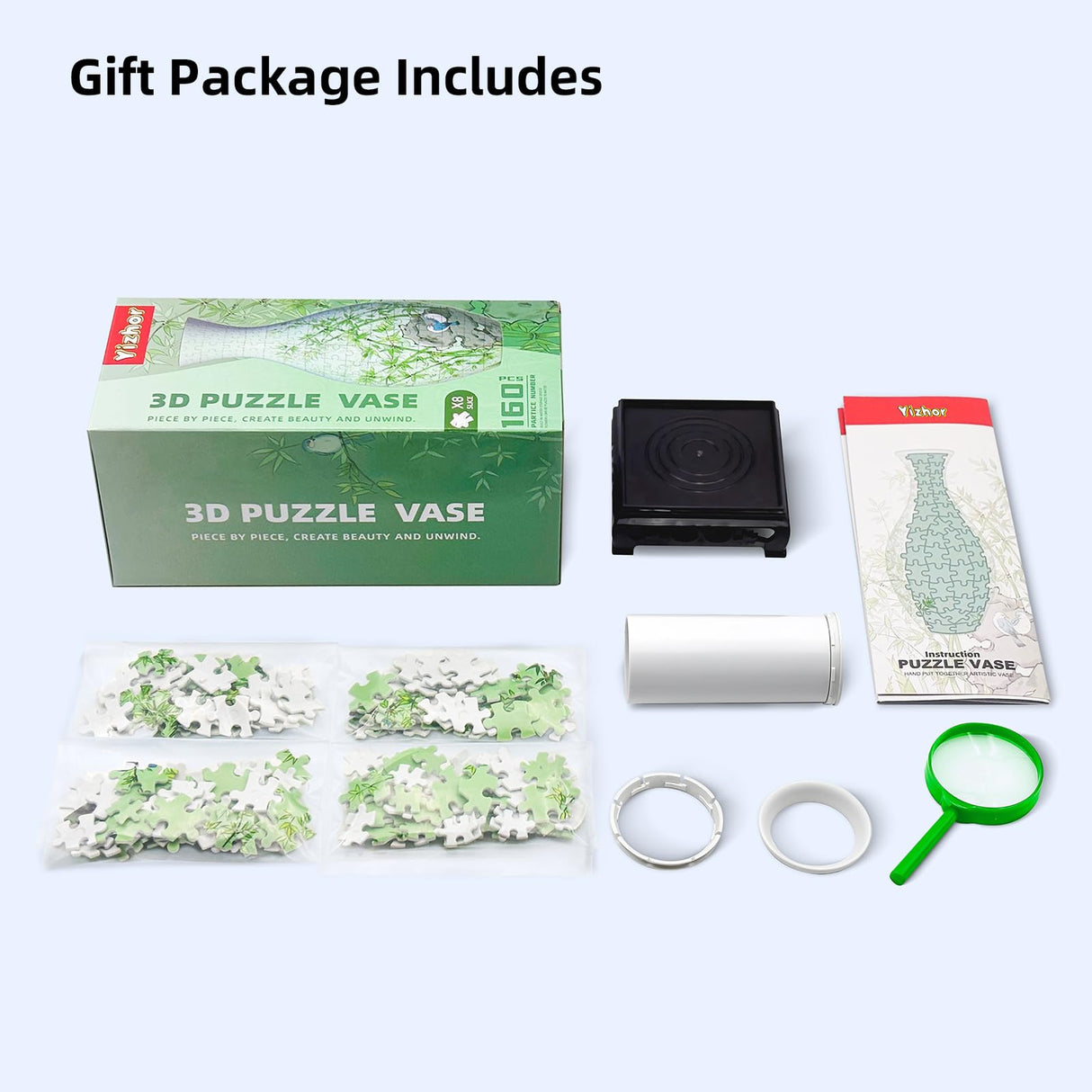 3D Puzzles Vase for Adults, 160 Pieces Puzzle Flower Vase for Home and Office Decor, DIY 4D Jigsaw Vase Arts and Crafts for Kids, Unique Housewarming Gifts for Moms YIZHOR
