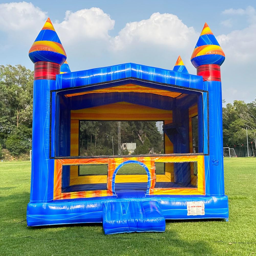 Commercial Grade Bounce House Big Inflatable for Kids and Adults with Blower&Basketball Hoop for Outdoor Indoor, Bouncer Jumper, Birthday Party, Rental Grade (Blue + Yellow, 13ftx13ftx14ft) INFLATABLEGAGA