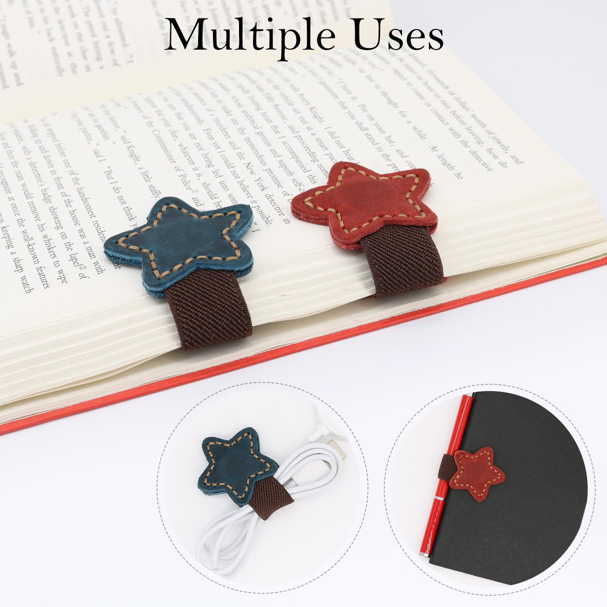 QUYANGCHIFENG 2pcs Magnetic Leather Bookmarks, Handmade Magnet Bookmark Clips, Suitable for Women, Men, Students,Teachers and Other Reading Enthusiasts, Gifts Set for Book Lovers QUYANGCHIFENG