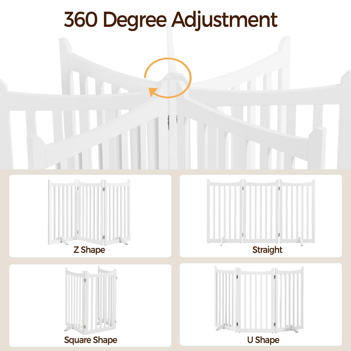 Yaheetech Dog Gate 36" H Extra Large Freestanding Pet Gate 3-Panel Wooden Dog Fence with 2 Support Feet Folding Dog Gate for Indoor, Stairs, Doorways, Halls, Kitchen Pet Barrier White, 60" L x 36" H Yaheetech
