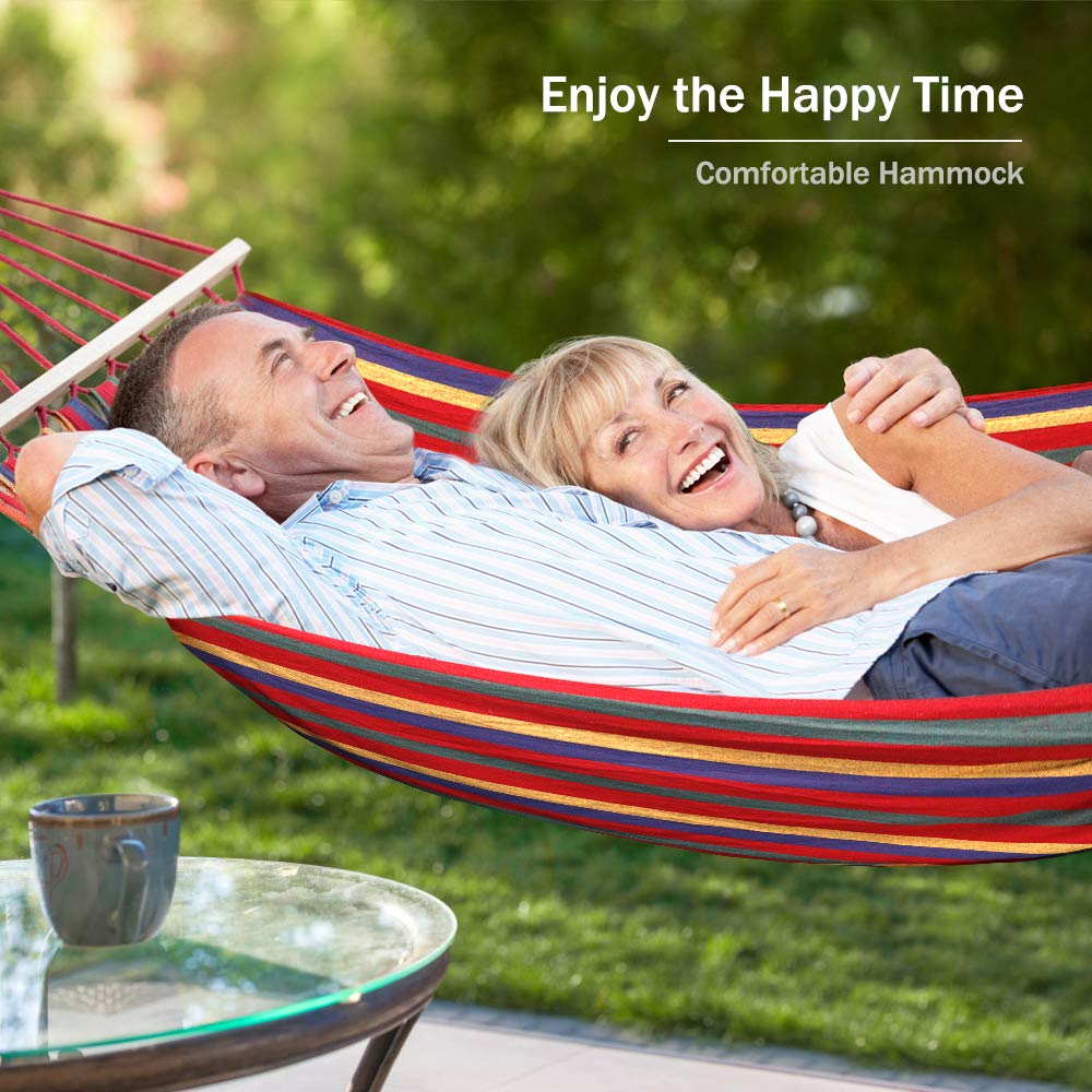 MOSFiATA Camping Hammock 550lb Upgraded Thickened 320G Durable Canvas Fabric Single Hammocks with Two Anti Roll Balance Beam and Sturdy Metal Knot Tree Straps for Camping, Patio, Backyard, Outdoor MOSFiATA