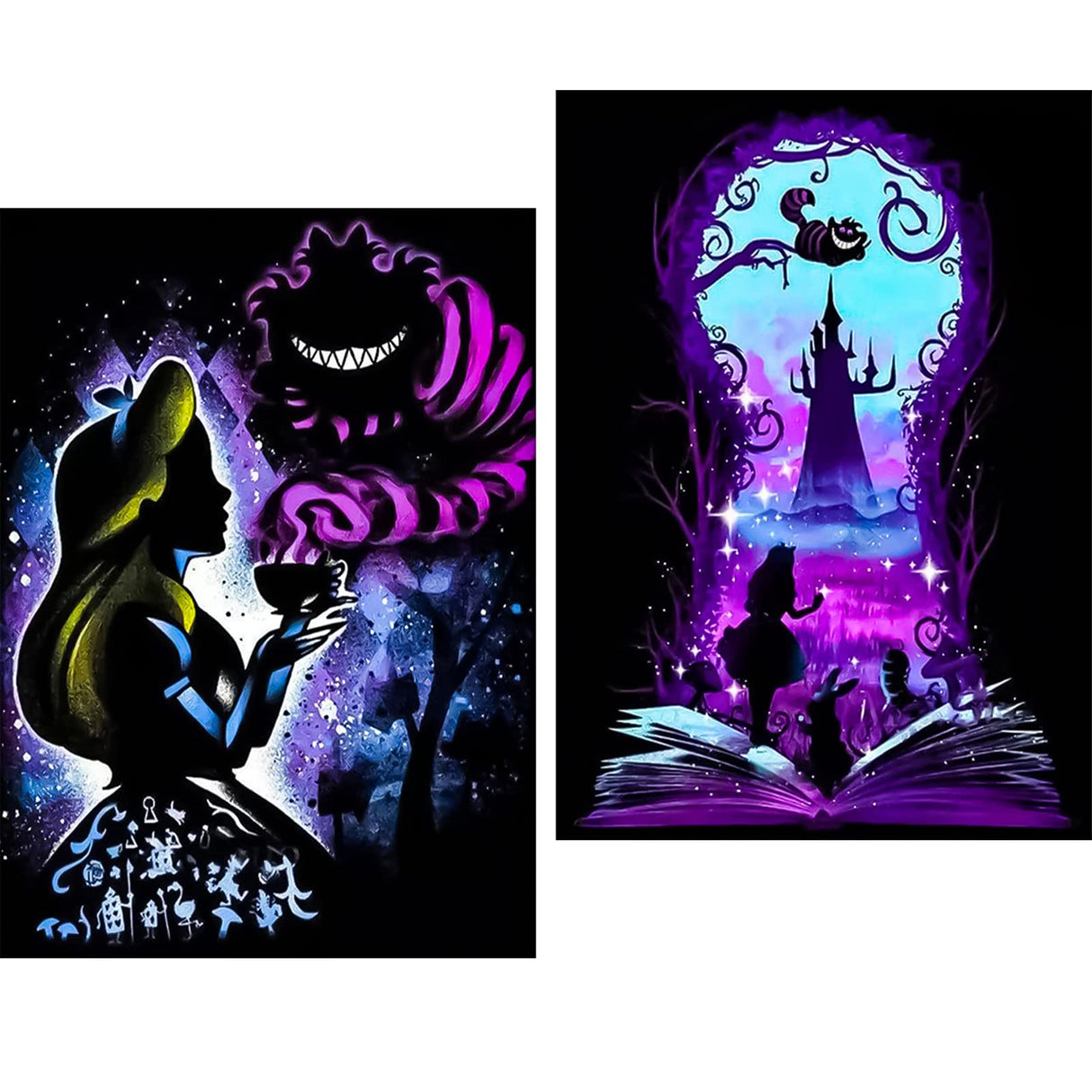 JYLMOOD 2 Packs Cartoon Diamond Painting Kits for Adults 5D Diamond Art Kits for Kids Beginner,DIY Full Drill Diamond Rhinestone with Tools Accessories for Home Wall Decor Christmas 12x16inch JYLMOOD