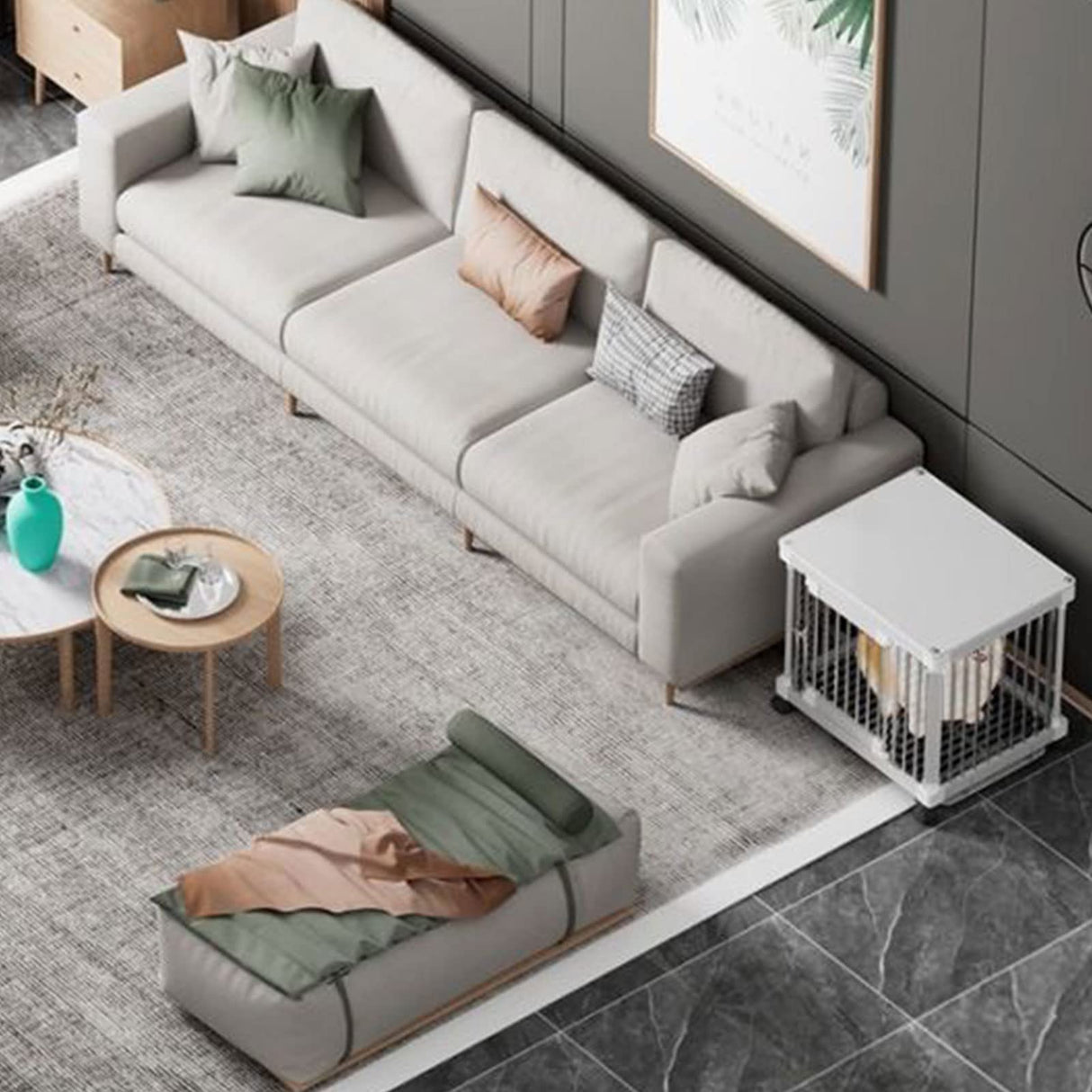 pet Crate Furniture for Small Dogs- Furniture Dog Crate Wooden Dog Crate Dog Crate Terminal Table - Coffee Table Dog Crate with Tray, Universal Wheels (M(24''L x 18''W x 23''H),Brown) Generic