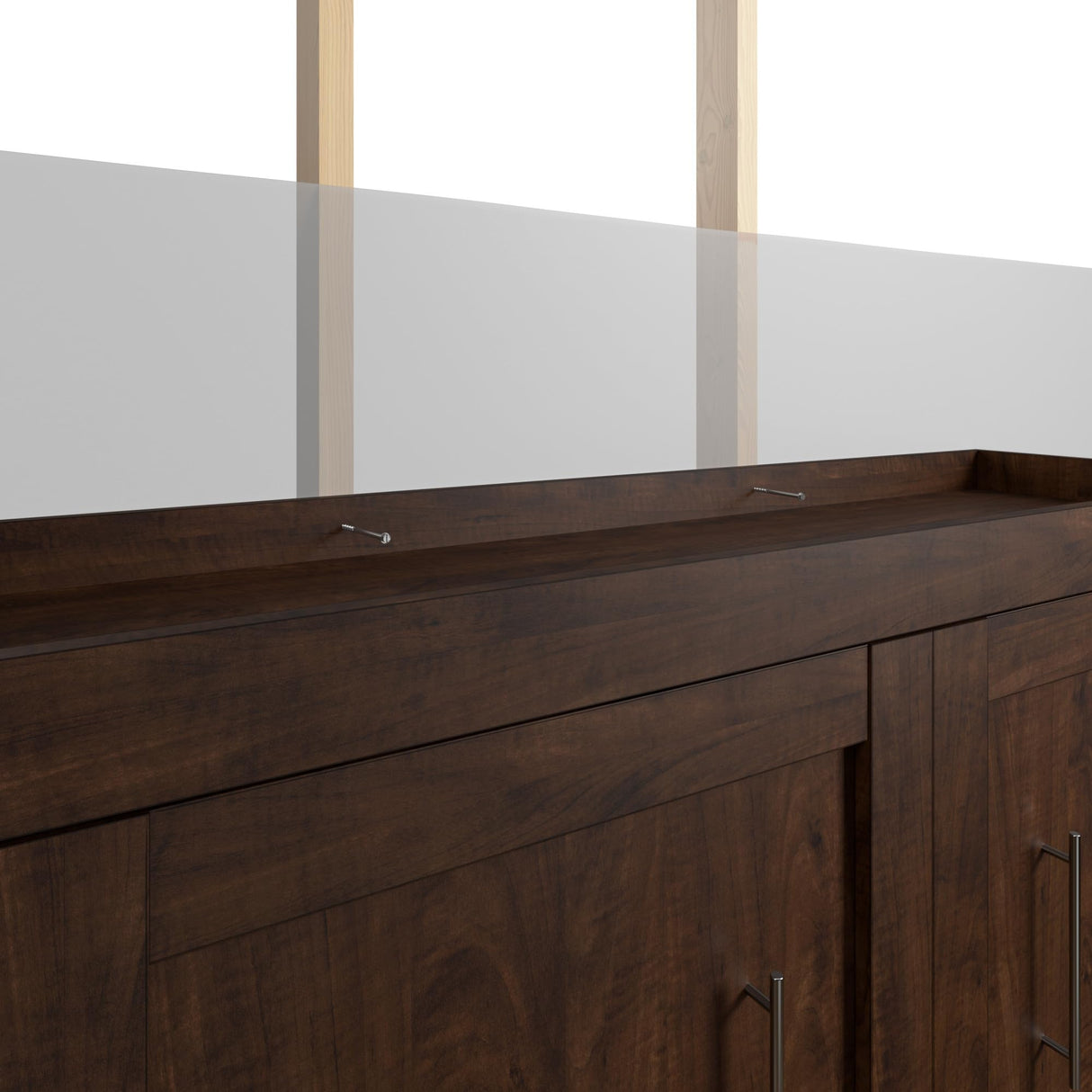 Bestar Pur Full Murphy Bed and 2 Shelving Units with Drawers, 109-inch Space-Saving Wall Bed Bestar