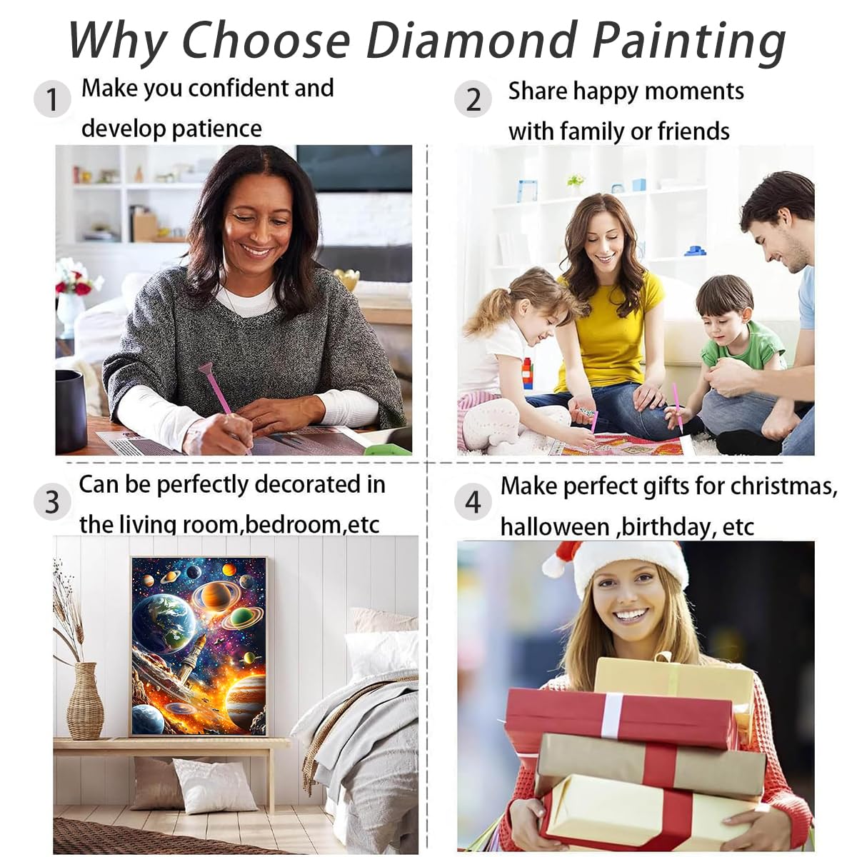 Ohhvvow 5D Earth & Planets Diamond Art Kit for Adults, 12x16 Inch Solar System Diamond Painting with Canvas, DIY Full Drill Gem Craft Kits, Home Wall Decor, Gift for Space & Sci-Fi Lovers Ohhvvow