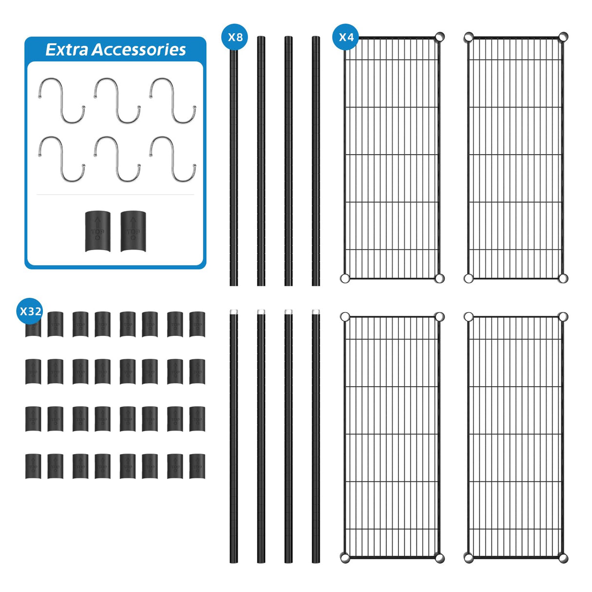 Guan River 4-Shelf Adjustable Metal Shelf Wire Shelving Unit Storage Rack Display Shelf for Office,Kitchen,Bedroom,Bathroom,Laundry,Pantry Basement,Garage(Black,36" L x 14" W x 54" H) Guan River