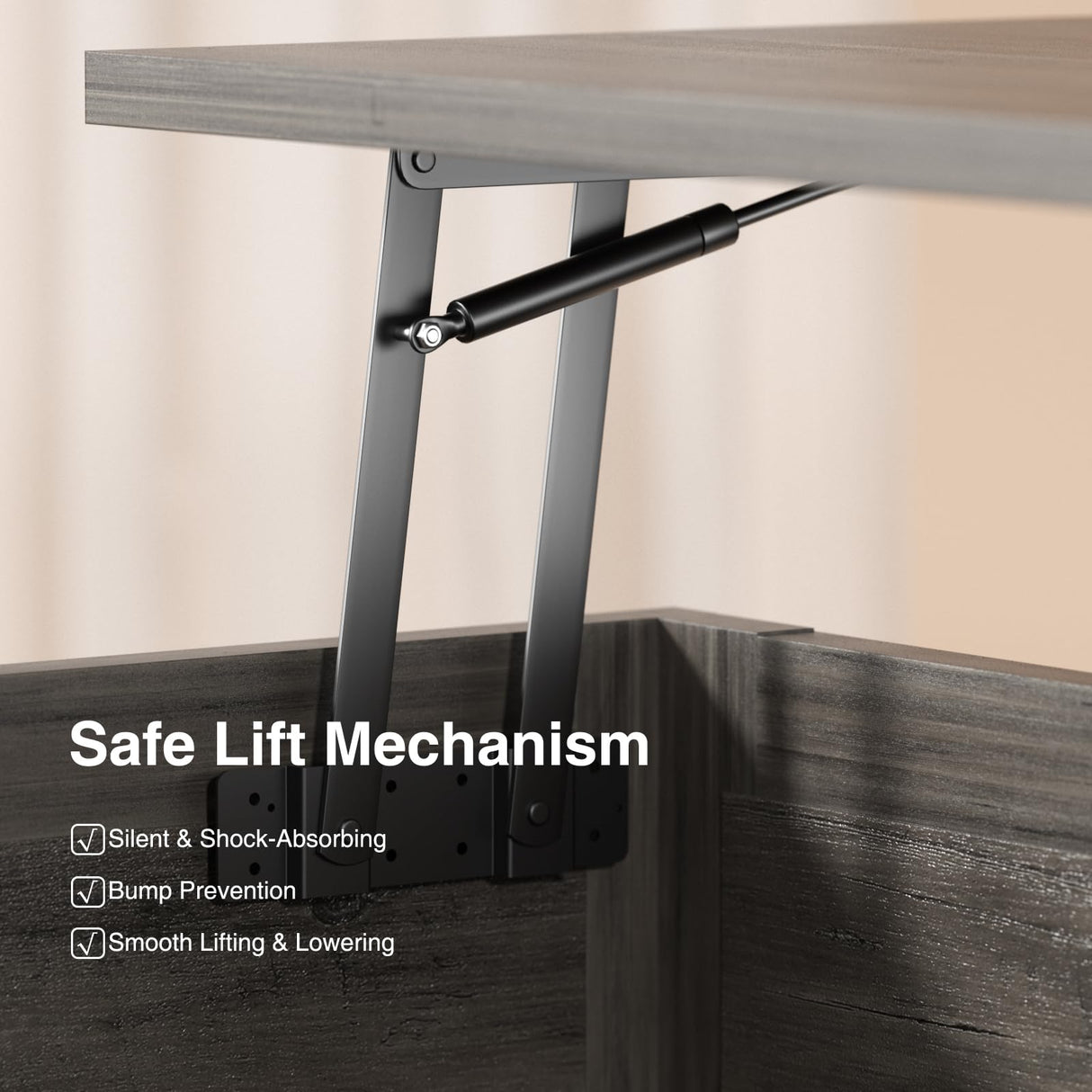 Vabches 31.5" Lift Top Coffee Table with Storage, Farmhouse Square Coffee Tables for Living Room, Center Table with Charging Station and Hidden Space, Grey Vabches