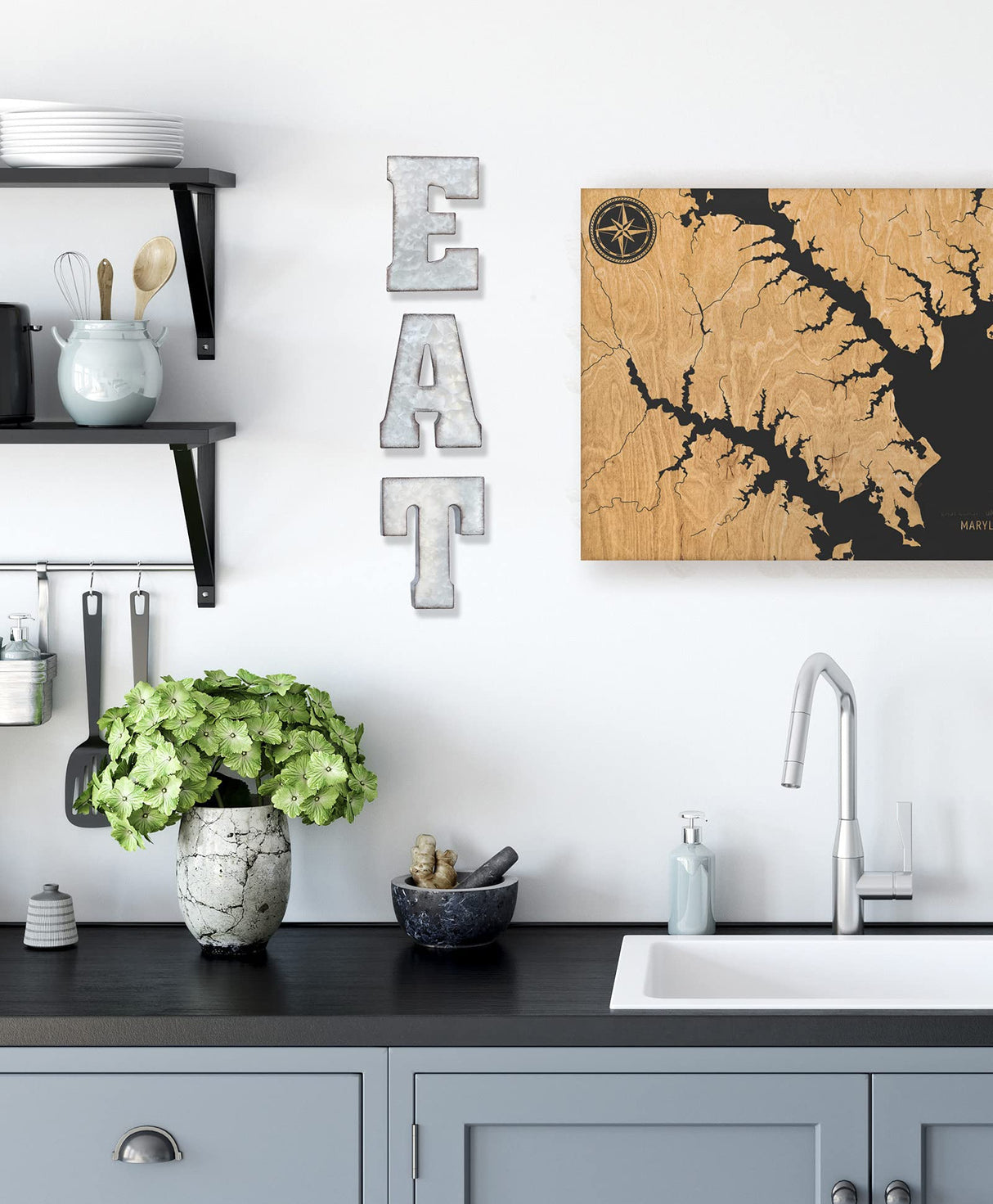 Zoreal Galvanized EAT Sign Rustic Metal Letters Free Standing Decorative Sign Wall Decor Zoreal