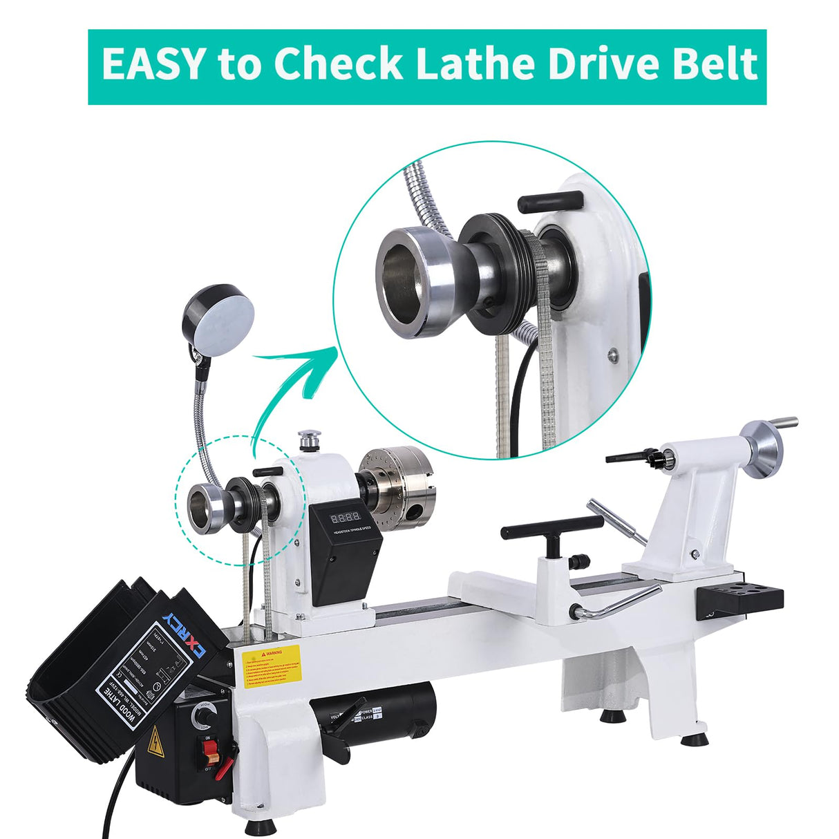 CXRCY 12" x 18" Wood Lathe, Powerful Benchtop Wood Lathe Machine 3/4 HP Infinitely Variable Speed 650-3800 RPM with Lathe Belt & Goggle for Woodworking, Woodturning (Model:WL460-12VF) CXRCY