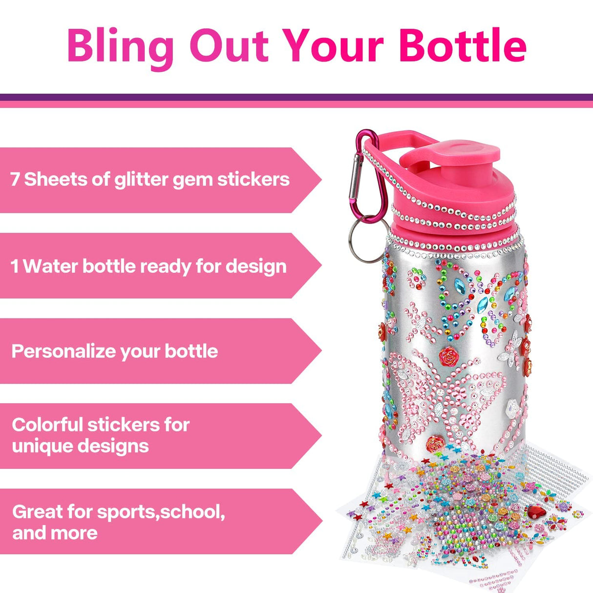 Gifts for Girls, Decorate Your Own Water Bottle Kits for Girls, Art Supplies for Girls for Kids 6-8-12, Teen Arts and Crafts Toys Kits for Daughter Niece Sister Granddaughter Birthday DIY Gift Ideas Fenreen
