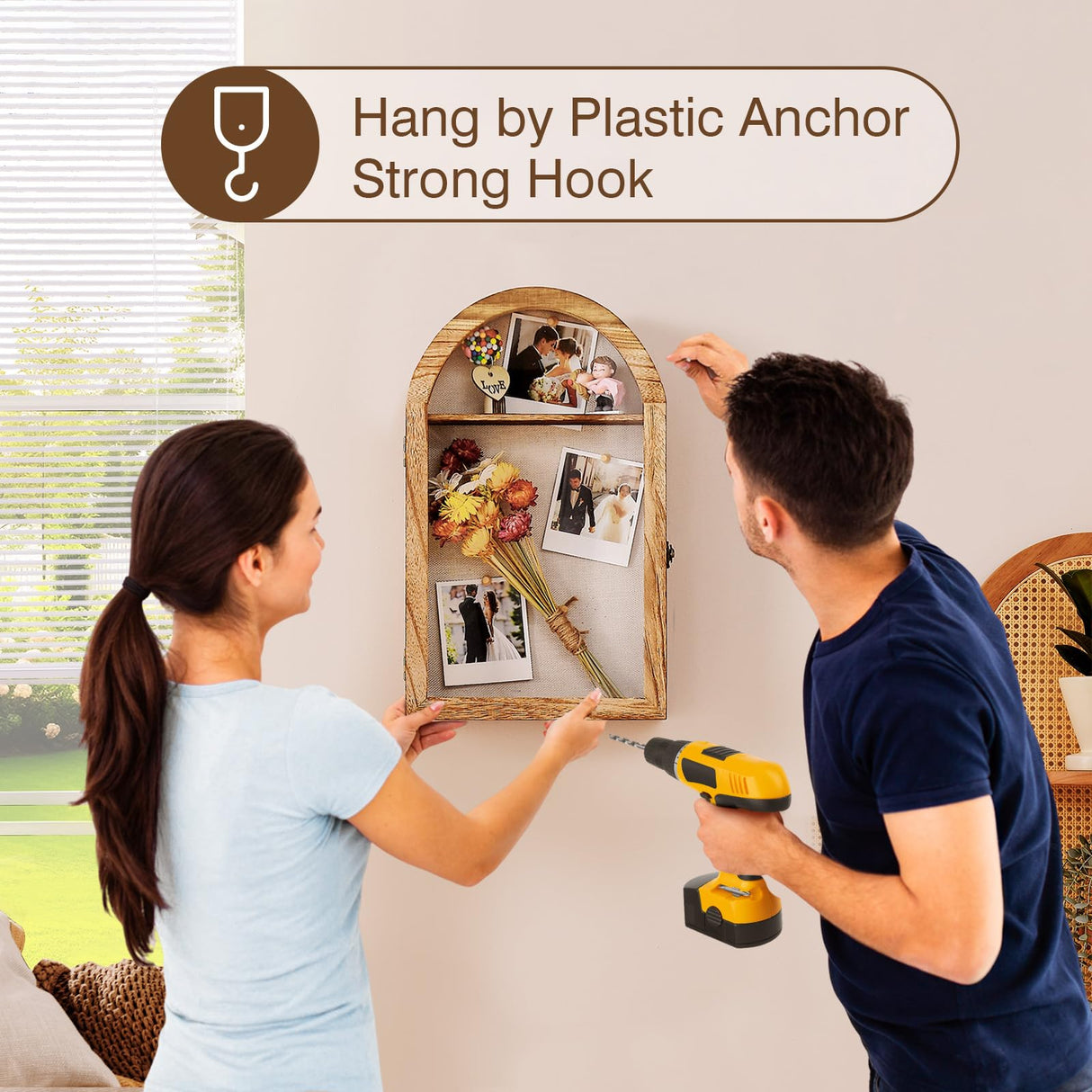 DGWJSU Shadow Box Frame 10x16 Large Shadow Boxes Display Cases with Linen Back and Removable Shelves, Picture Frame Wedding Bouquet Memorabilia Medals Photos Memory Box for Keepsakes, Carbonized Brown DGWJSU