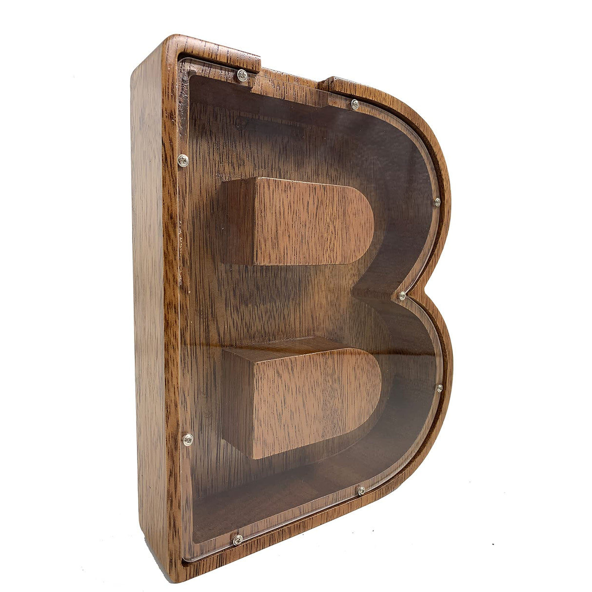 Personalized Large Wooden Kids Letter Piggy Bank Custom Name Coin Bank, (Laser Engraved Name) Wood Alphabet Letter Bank Money Box Birthday (B) ladenk