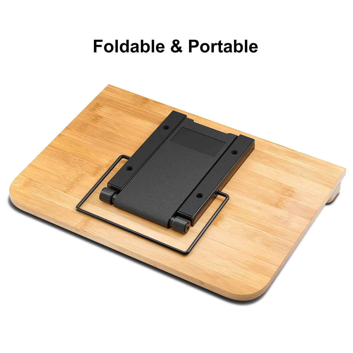 Readaeer Bamboo Book Stand, Large Book Holder with 6 Adjustable Height, Foldable Cookbook Stand Desktop Document Holder for Kitchen & Office (13.4 x 9.3 Inch) READAEER