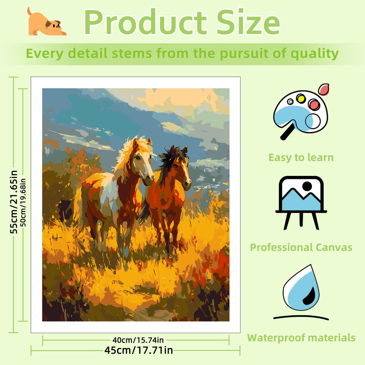 Reivworl Horse Paint by Numbers Kit for Adults, Horse Paint by Number, Painting by Number for Gifts and Home Wall Decor 16x20Inch Reivworl