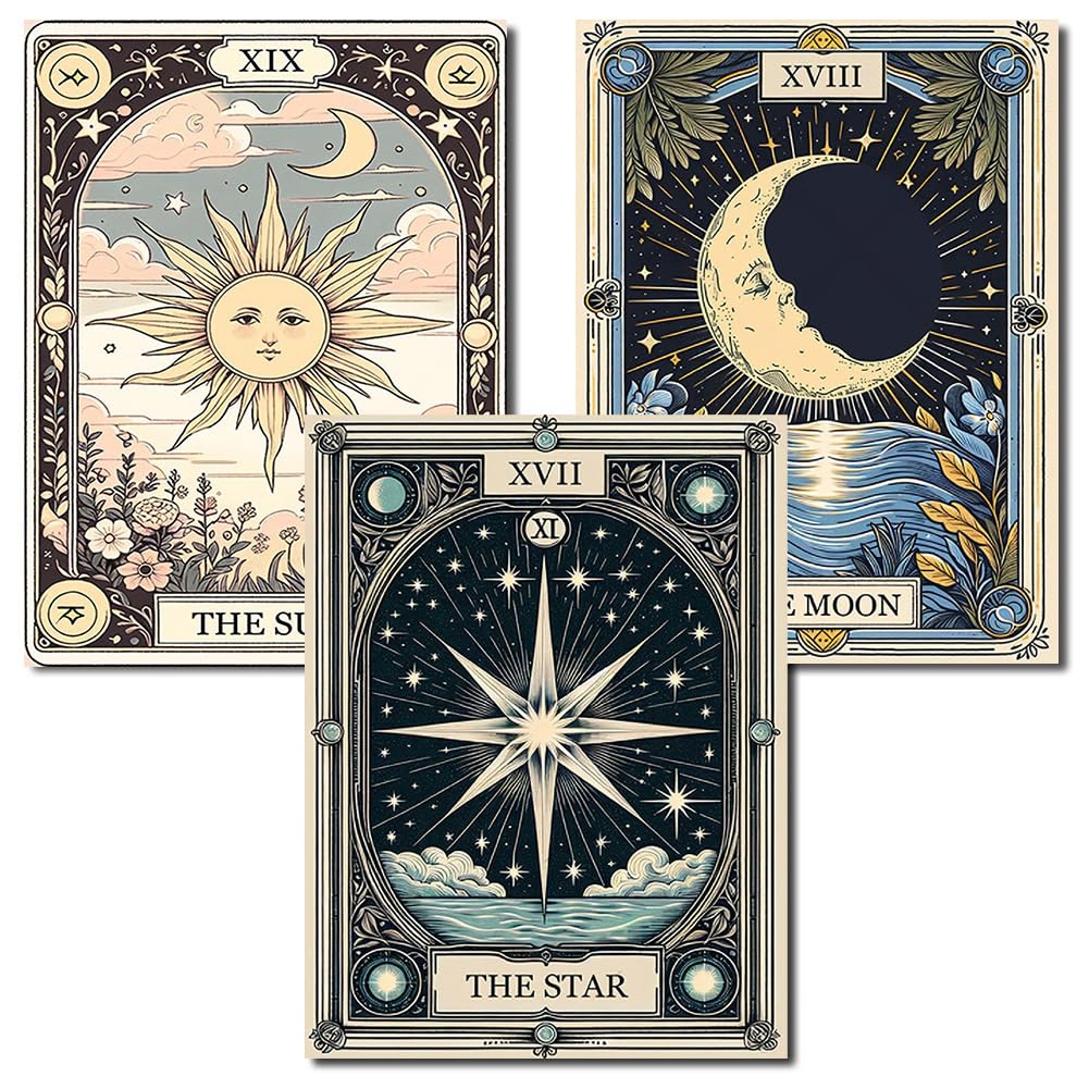 Axquilon 3 Pack Diamond Art Kits for Adults, Tarot Diamond Painting Kits for Adults Beginner, DIY 5D Full Drill Gem Art for Home Wall Decor 12x16 inch Axquilon