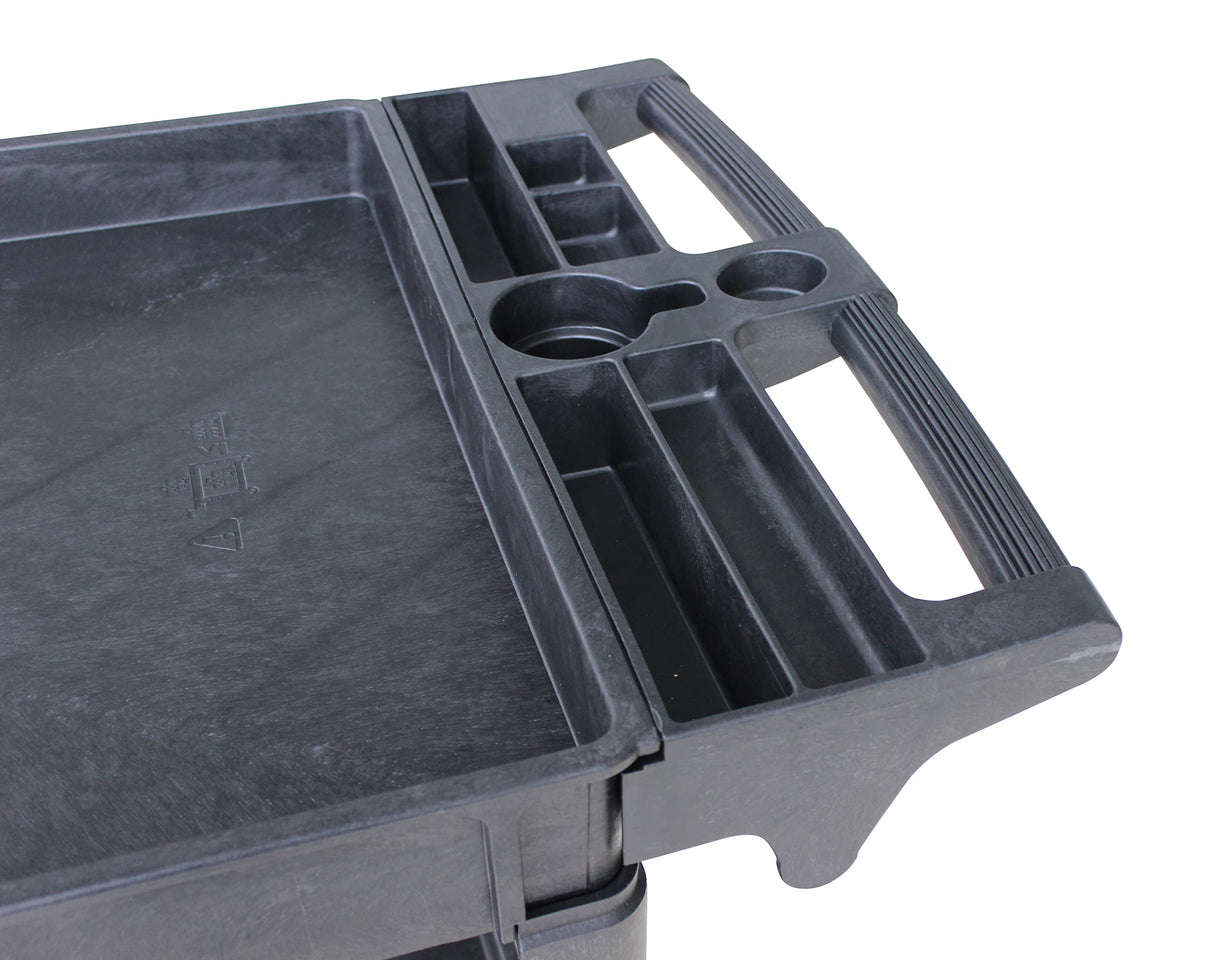 MaxWorks 80857 500-lb Utility Service PP Cart With Two Trays and Wheels 46 inch x 25.5 inch x 33.5 inch Overall Dimensions MaxWorks