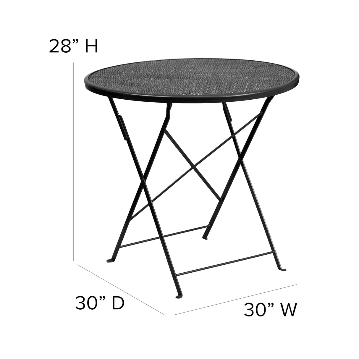 Flash Furniture Oia Commercial Grade 30" Round Black Indoor-Outdoor Steel Folding Patio Table Flash Furniture