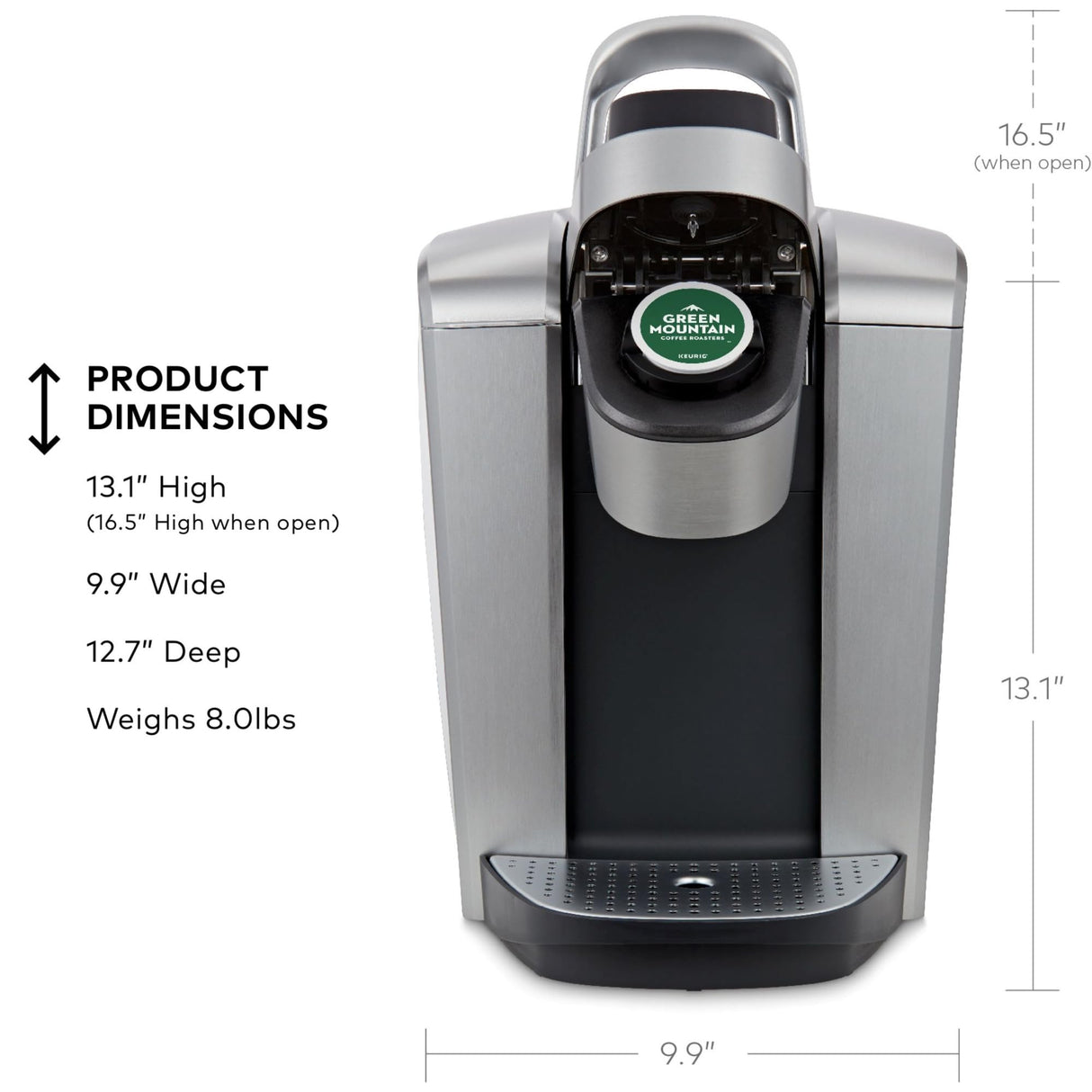 Keurig K-Elite Single Serve K-Cup Pod Coffee Maker, with Strength and Temperature Control, Iced Coffee Capability, 8 to 12oz Brew Size, Programmable, Brushed Silver Keurig