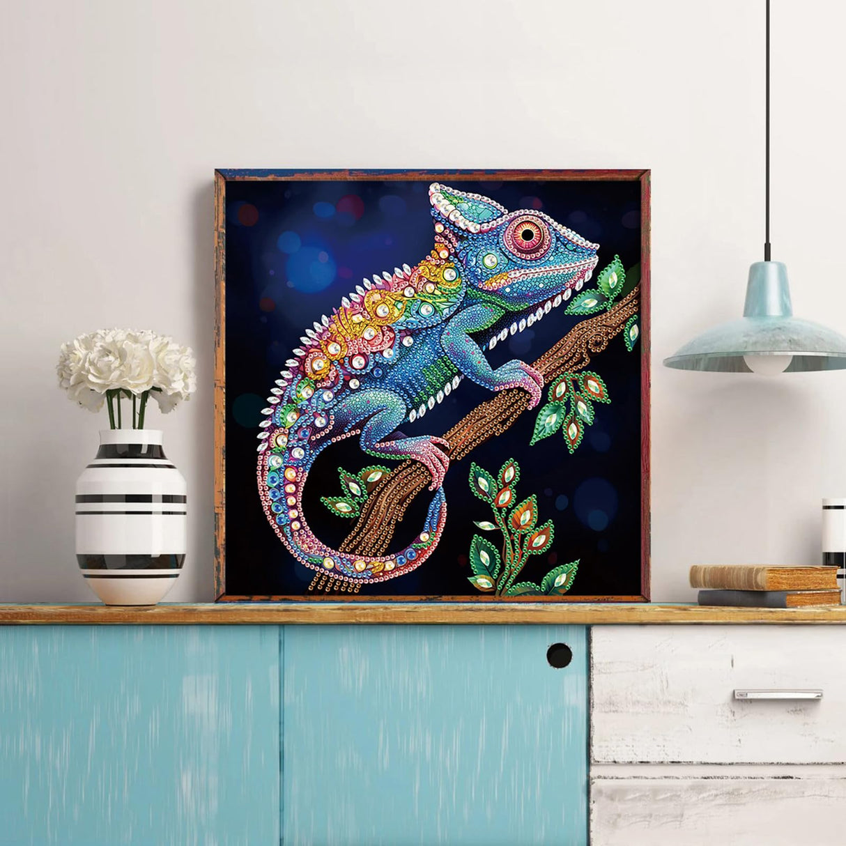 Sanjee 5D Special Shape Diamond Art Kits for Beginners, Chameleon Diamond Painting Kits for Adults, Crystal Rhinestones Diamond Painting for Home Wall Decoration Gift, 12×12inch Sanjee