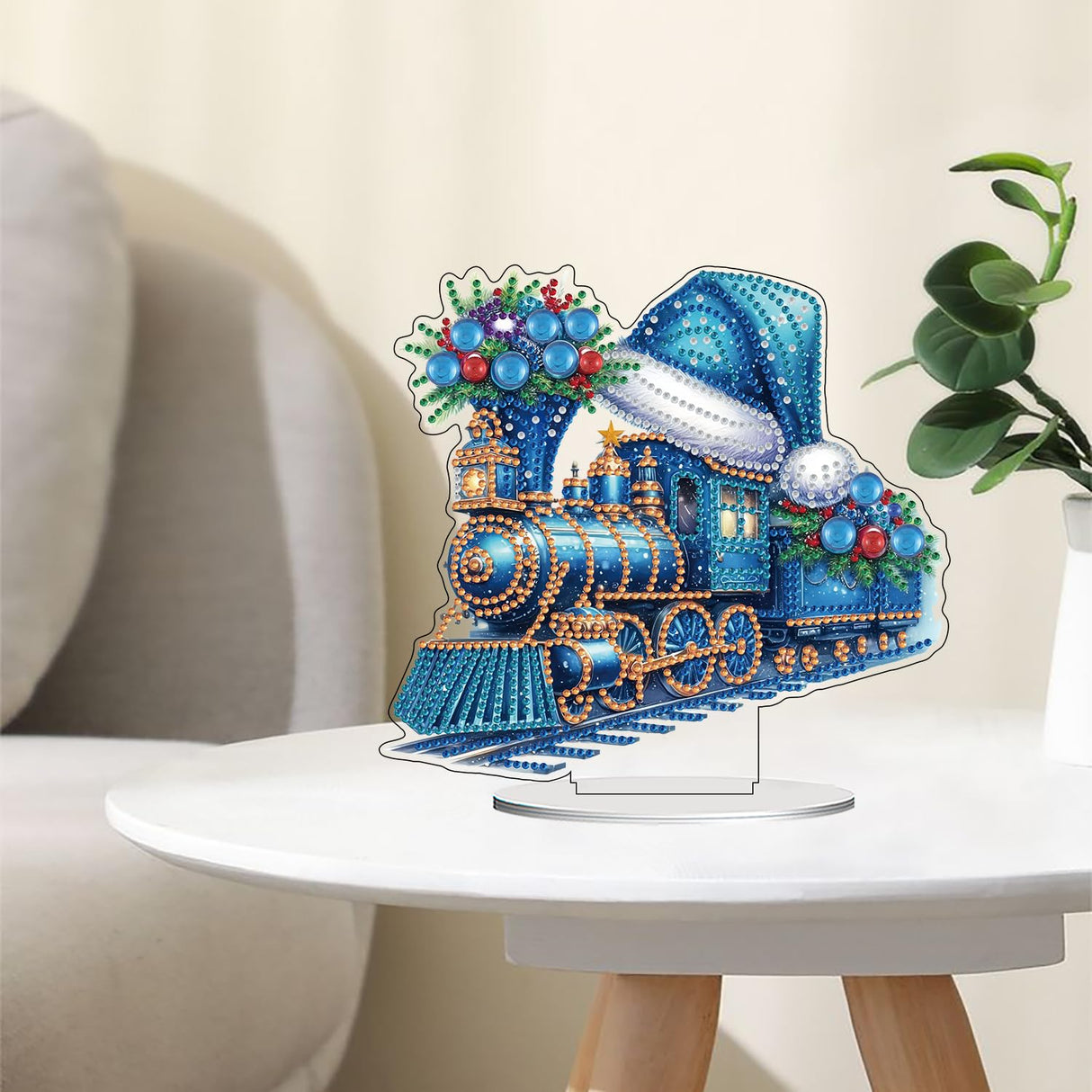 ZeeLionArt Tabletop Diamond Art Painting Kit for Adult,Christmas Train DIY Special Shaped Rhinestone Desk Placement Ornament,Home Stand Up Gem Painting Craft Kit,Gift,Double Sided. ZeeLionArt