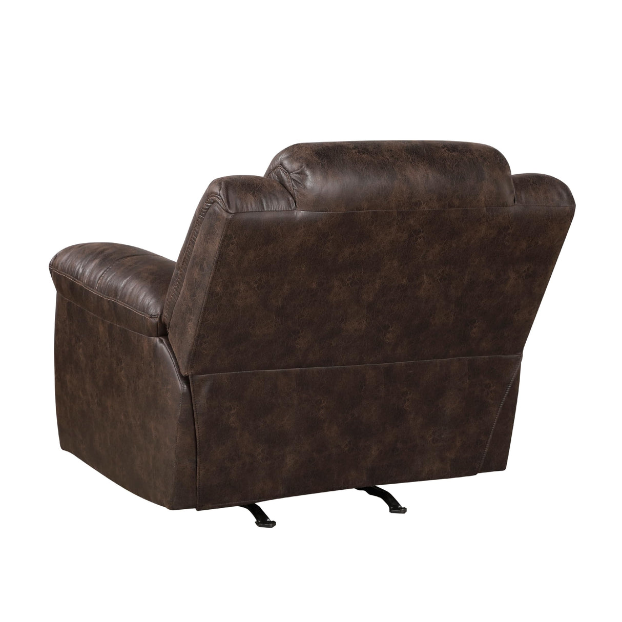Benzara Henry Manual Rocker Recliner Chair, Pillow Tuft Dark Brown Microfiber Benzara