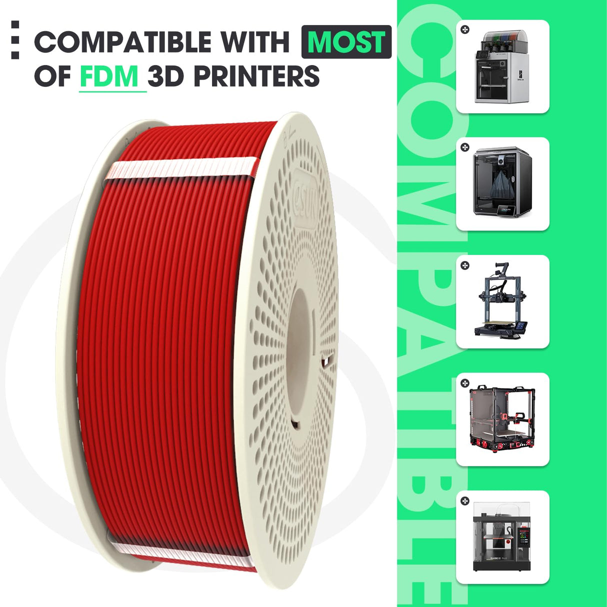 eSUN PLA+ Refilament 1.75mm and Upgarded eSpool+ Set, Reusable and Removable Filament Spool Replacement with 3D Printer Refill PLA Plus,Cold White eSUN