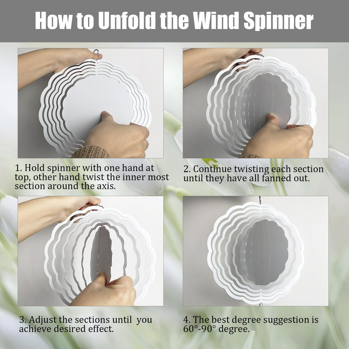 WindMage 8 Pack 8inch Sublimation Wind Spinner Blanks 3D Aluminum Metal Wind Sculpture Kinetic Spinners for Yard and Garden Indoor Art Ornaments Hanging Decoration (Classics) WindMage