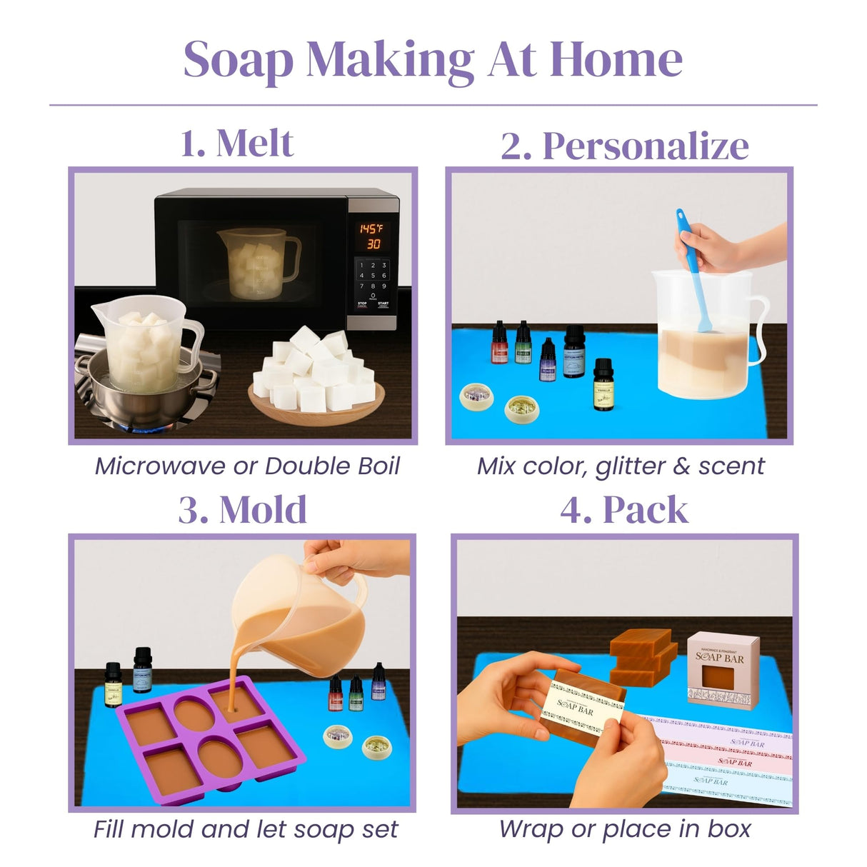Soap Making Kit for Beginners | 4.5LBS Melt & Pour Soap Base - Shea Butter, Clear Glycerin & Goat Milk, All-in-one Soap Kit w/Molds Fragrances Colors Soap Making Tools & Supplies for Adults (Premium) BeadHub